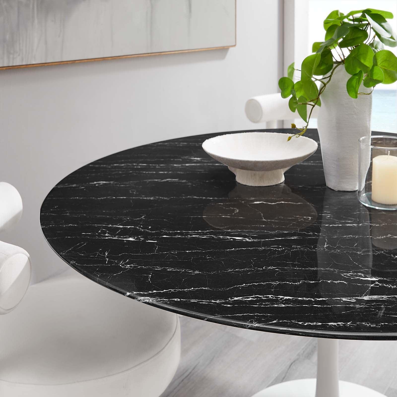 Lippa 60" Round Artificial Marble Dining Table, EEI-5184 FredCo