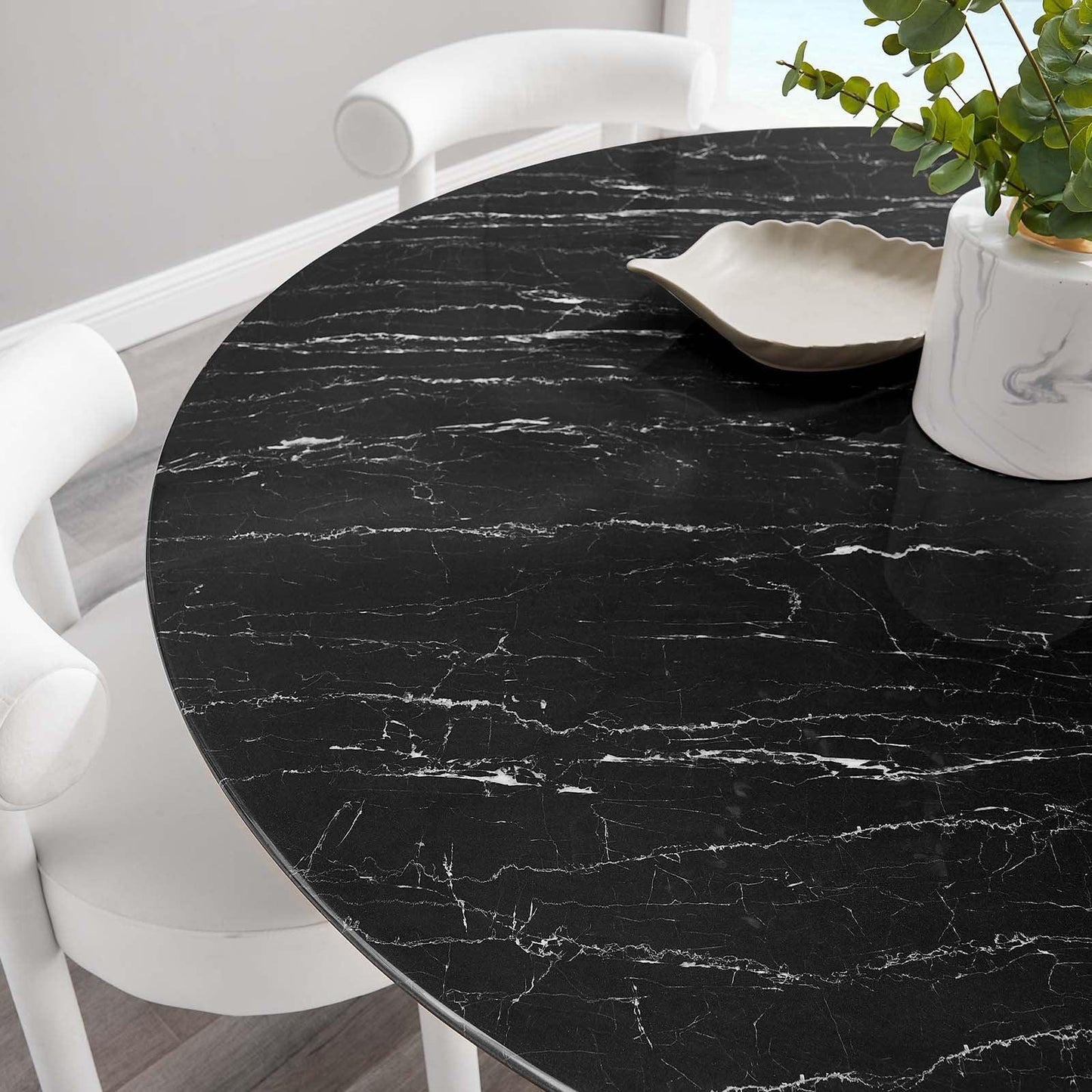 Lippa 60" Round Artificial Marble Dining Table, EEI-5241 FredCo