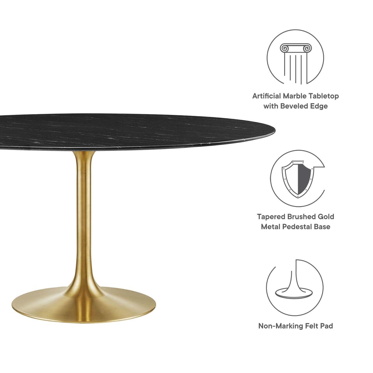 Lippa 60" Round Artificial Marble Dining Table, EEI-5241 FredCo