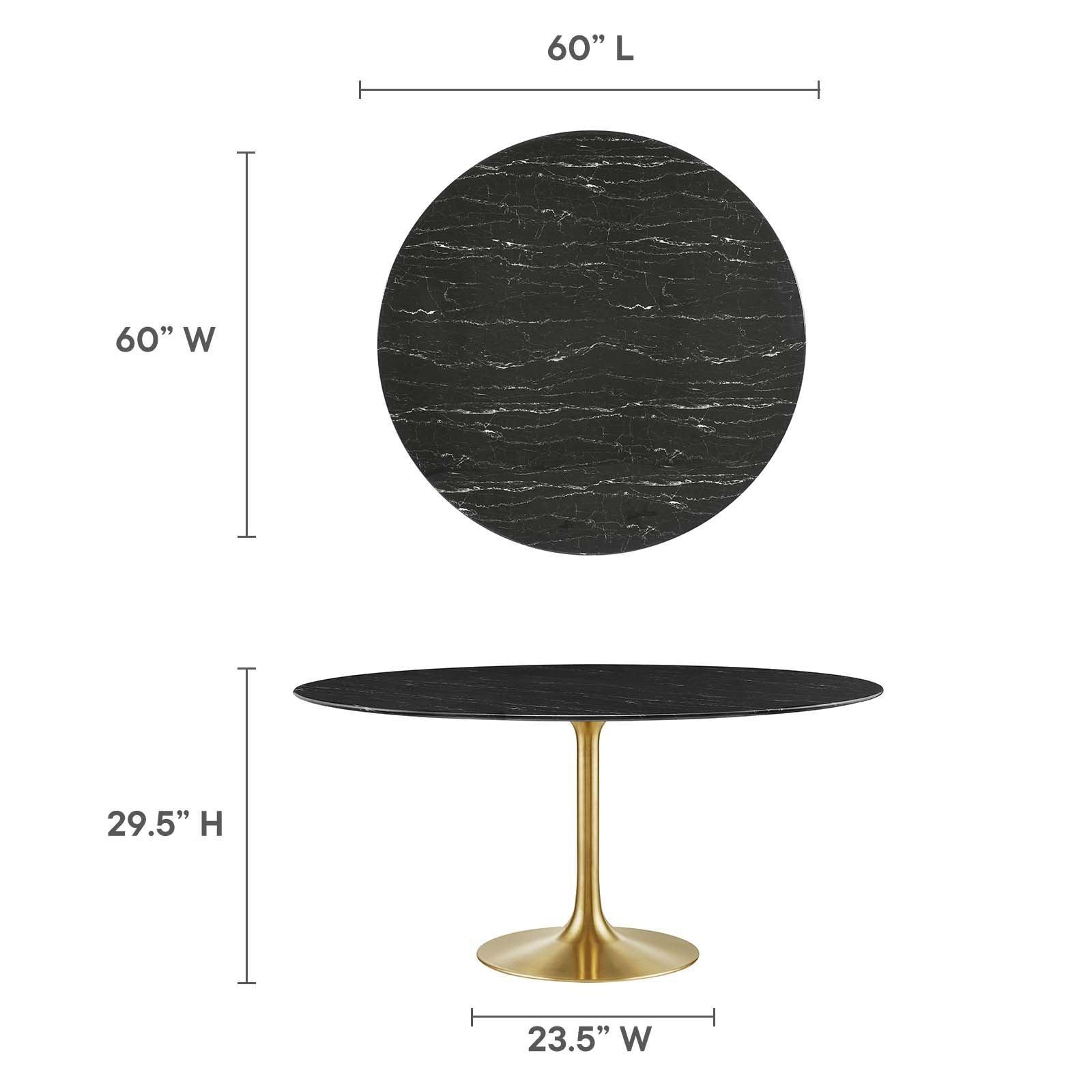Lippa 60" Round Artificial Marble Dining Table, EEI-5241 FredCo