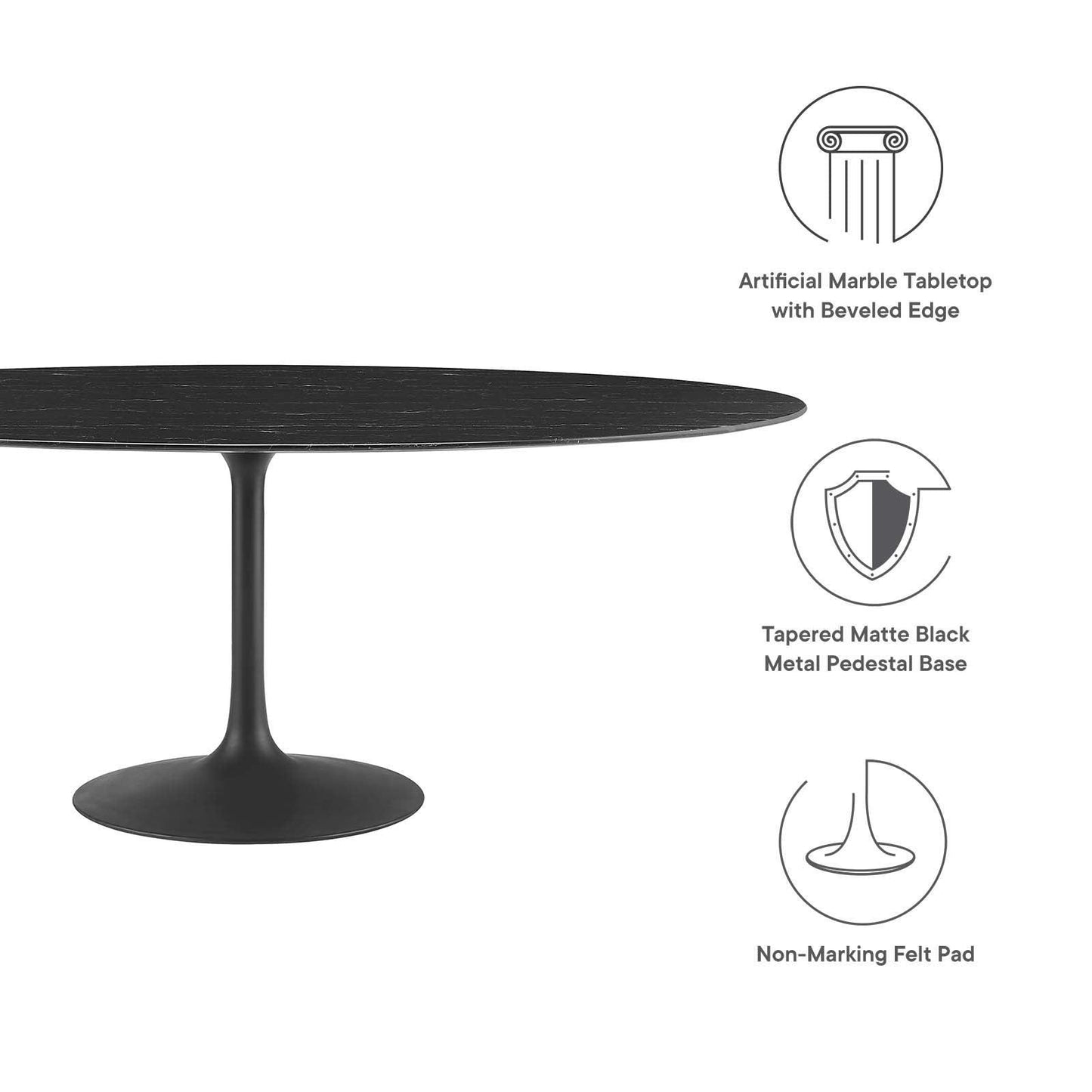 Lippa 78" Oval Artificial Marble Dining Table, EEI-4889 FredCo