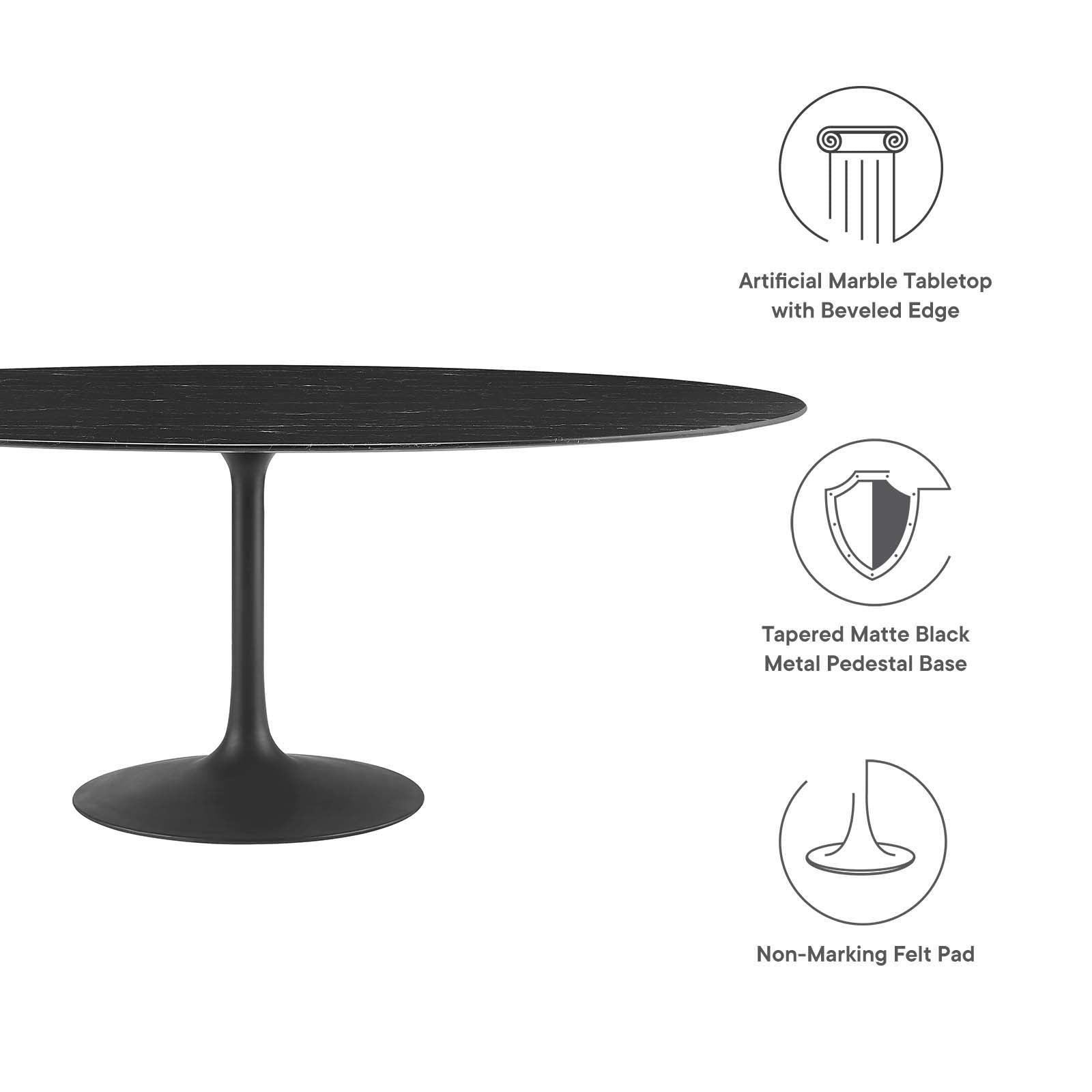 Lippa 78" Oval Artificial Marble Dining Table, EEI-4889 FredCo