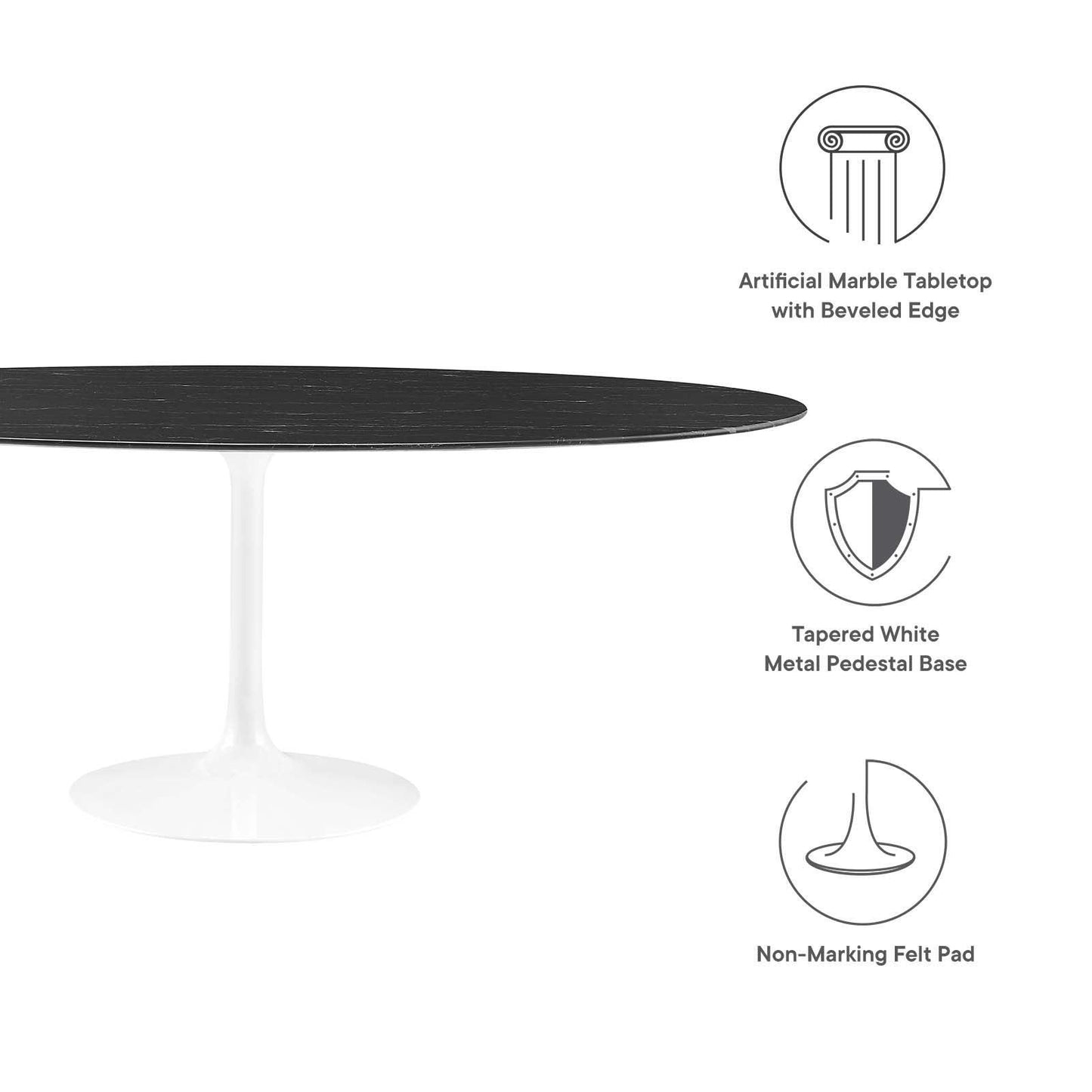 Lippa 78" Oval Artificial Marble Dining Table, EEI-5198 FredCo