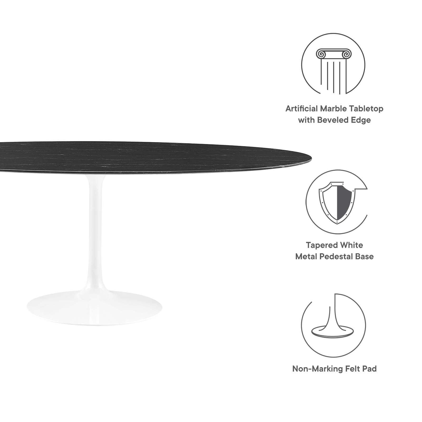 Lippa 78" Oval Artificial Marble Dining Table, EEI-5198 FredCo