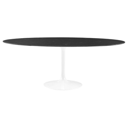 Lippa 78" Oval Artificial Marble Dining Table, EEI-5198 FredCo
