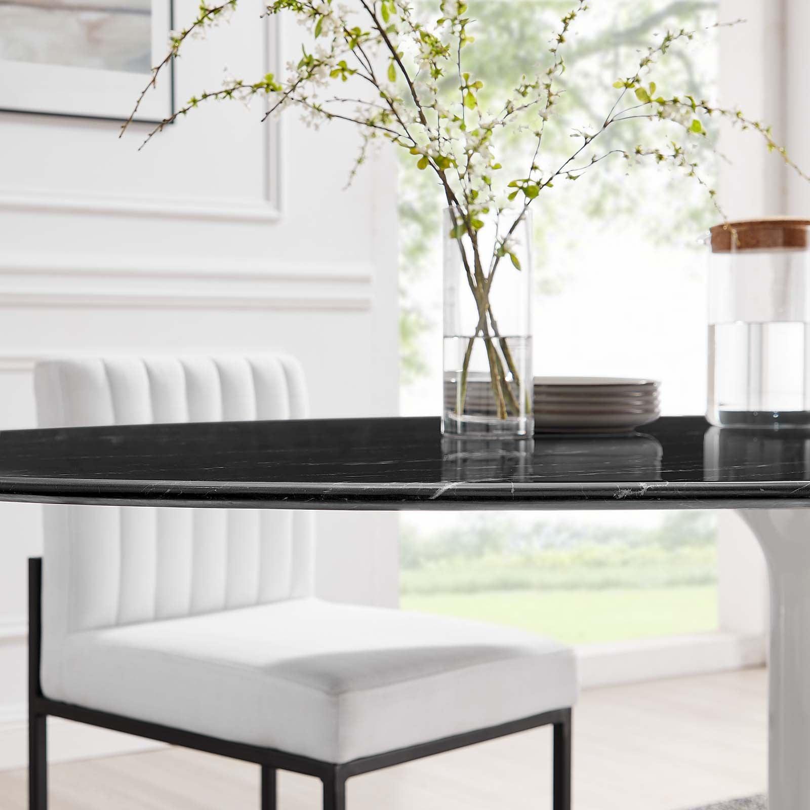 Lippa 78" Oval Artificial Marble Dining Table, EEI-5198 FredCo