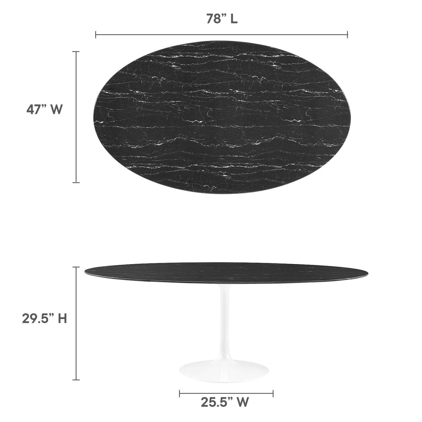 Lippa 78" Oval Artificial Marble Dining Table, EEI-5198 FredCo