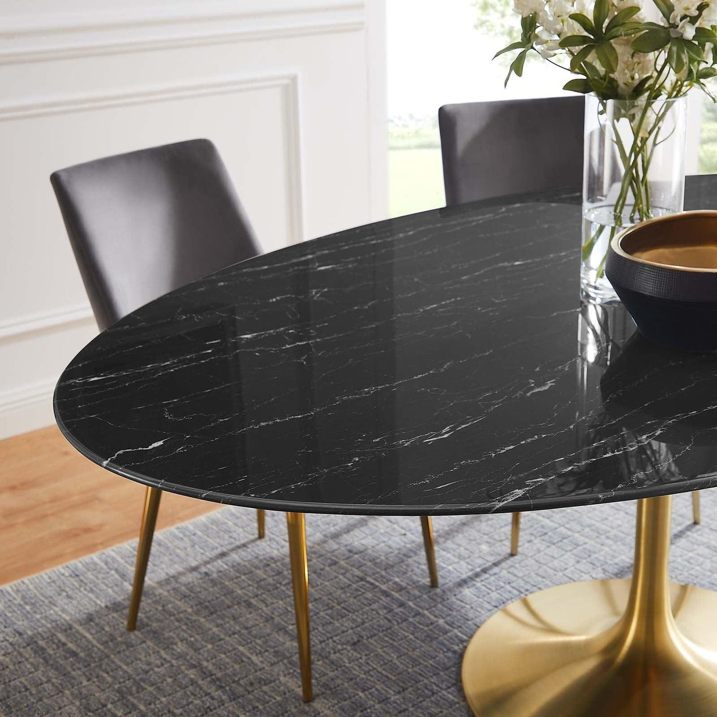 Lippa 78" Oval Artificial Marble Dining Table, EEI-5528 FredCo