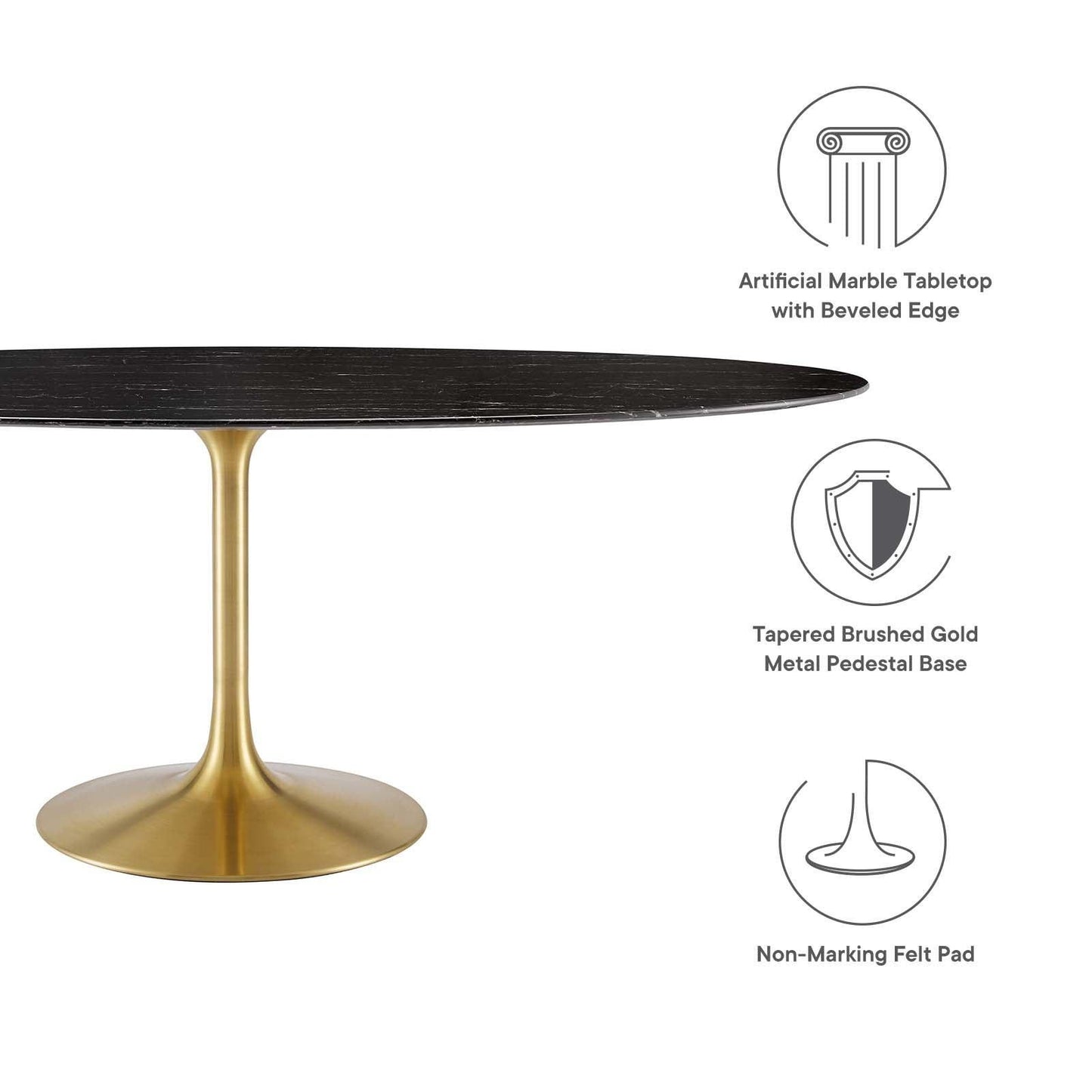 Lippa 78" Oval Artificial Marble Dining Table, EEI-5528 FredCo
