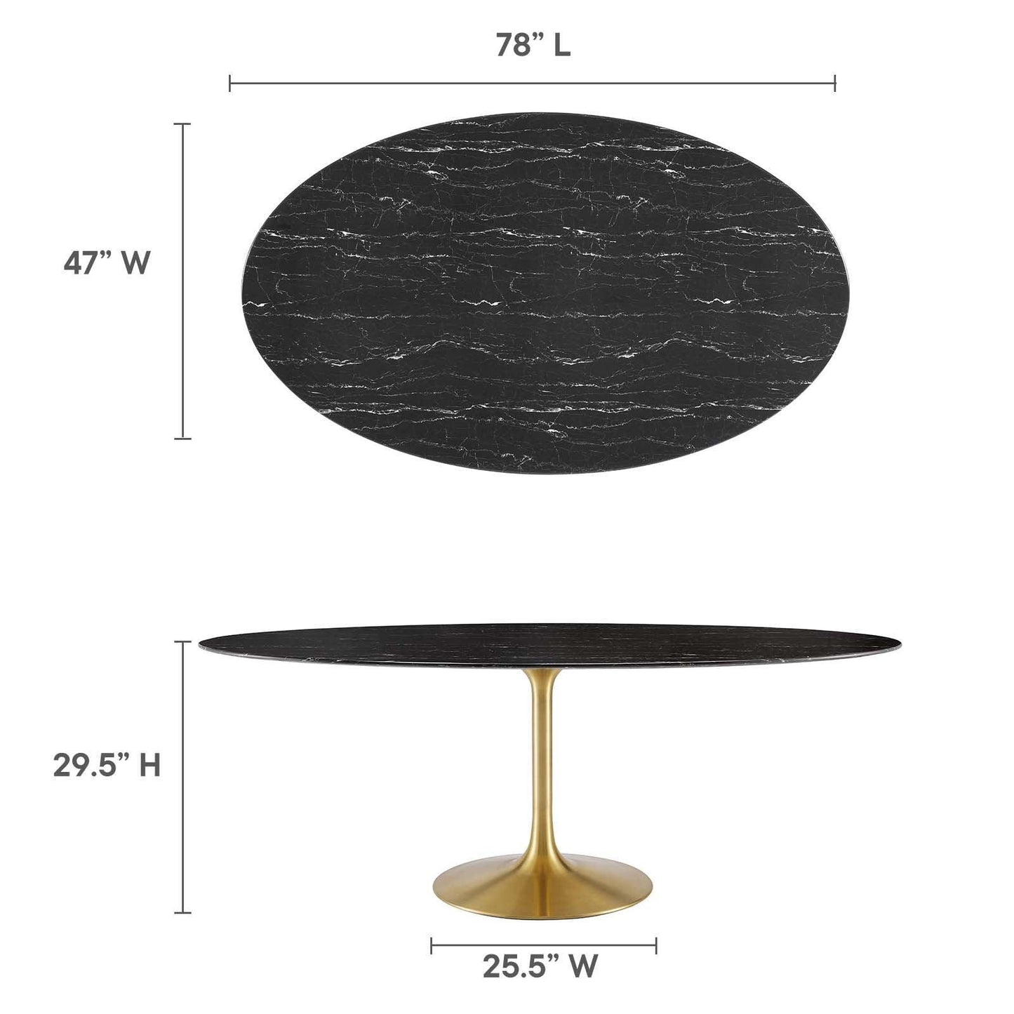 Lippa 78" Oval Artificial Marble Dining Table, EEI-5528 FredCo