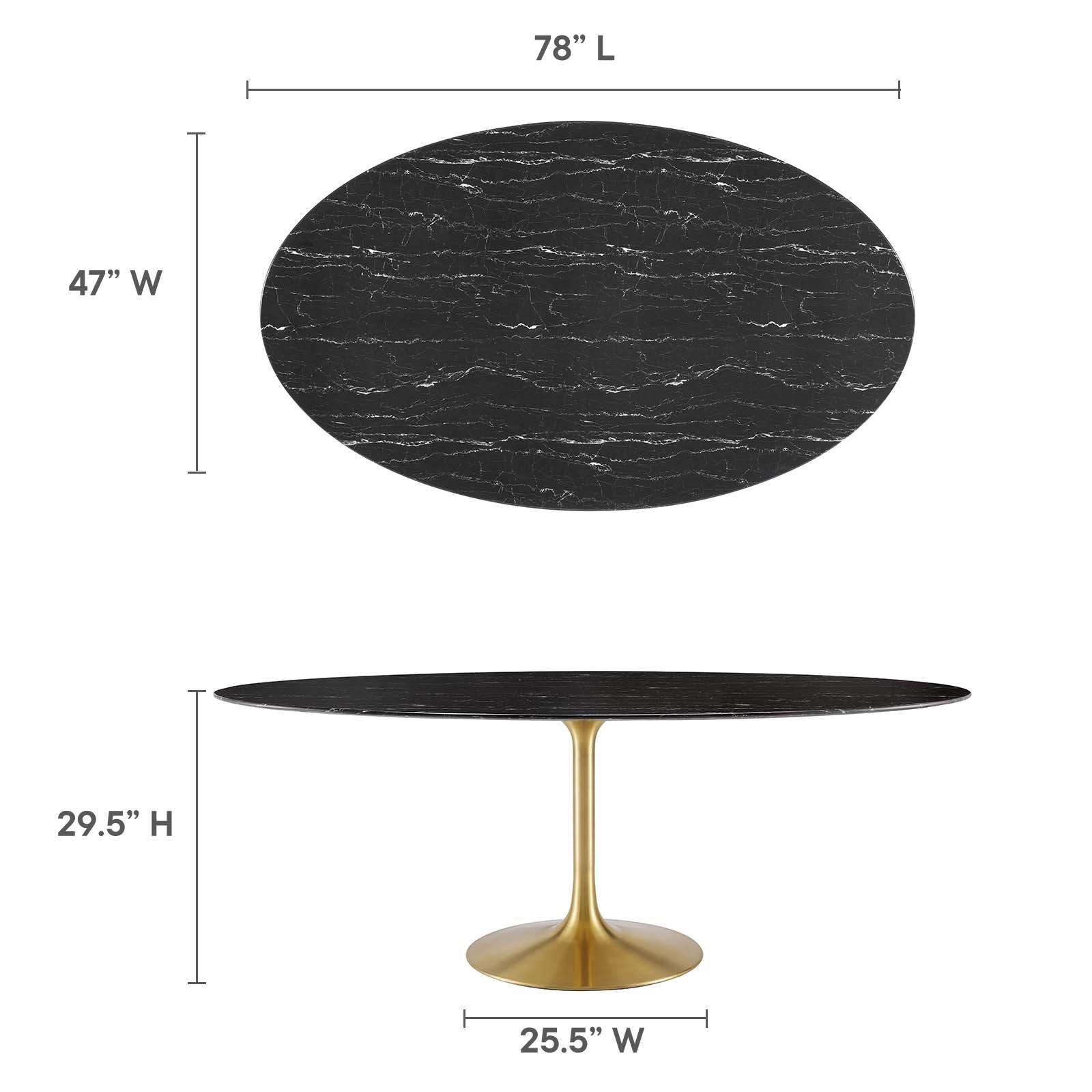 Lippa 78" Oval Artificial Marble Dining Table, EEI-5528 FredCo