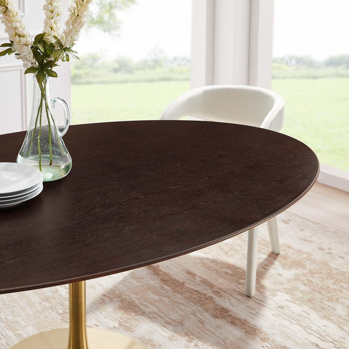 Lippa 78" Oval Wood Dining Table, EEI-5526 FredCo