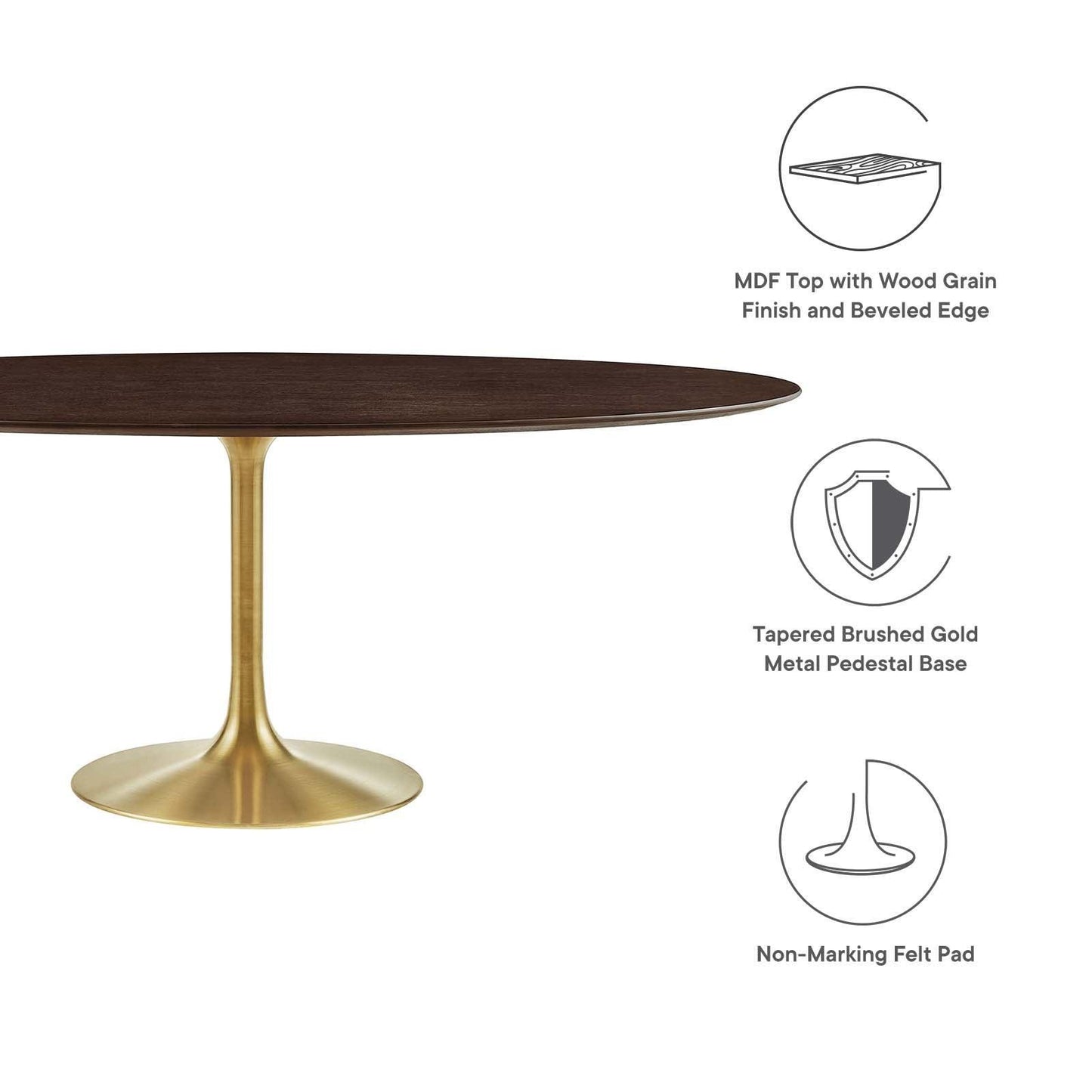 Lippa 78" Oval Wood Dining Table, EEI-5526 FredCo