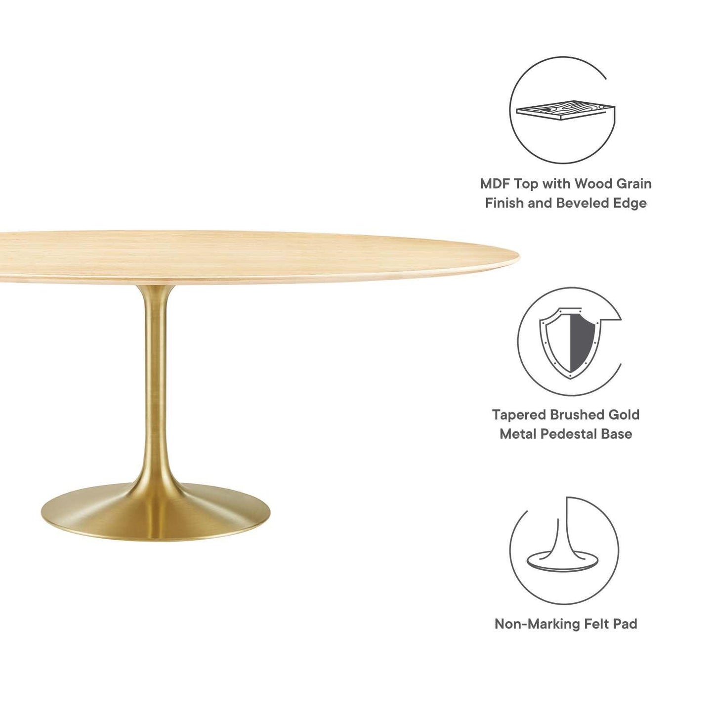 Lippa 78" Oval Wood Dining Table, EEI-5527 FredCo