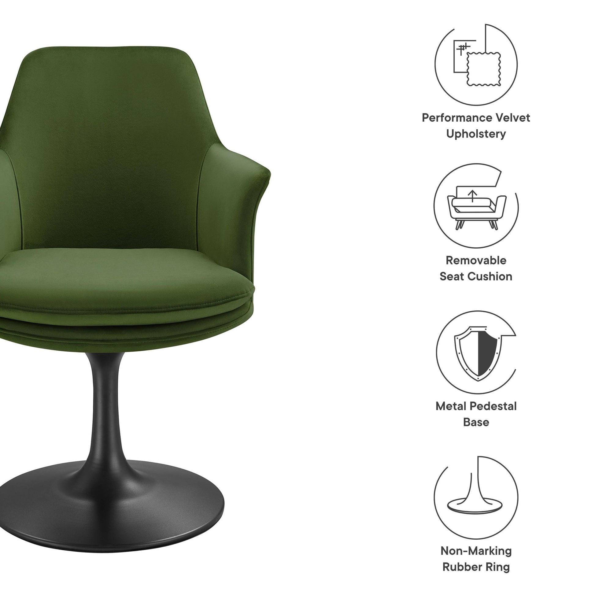 Lippa Performance Velvet Swivel Dining Armchair by Modway FredCo