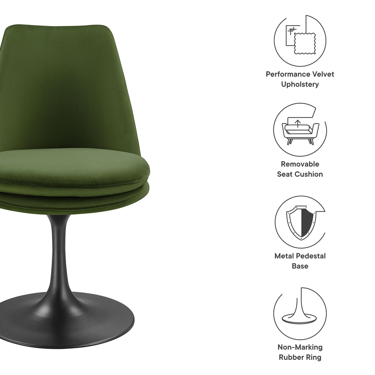 Lippa Performance Velvet Swivel Dining Chair by Modway FredCo