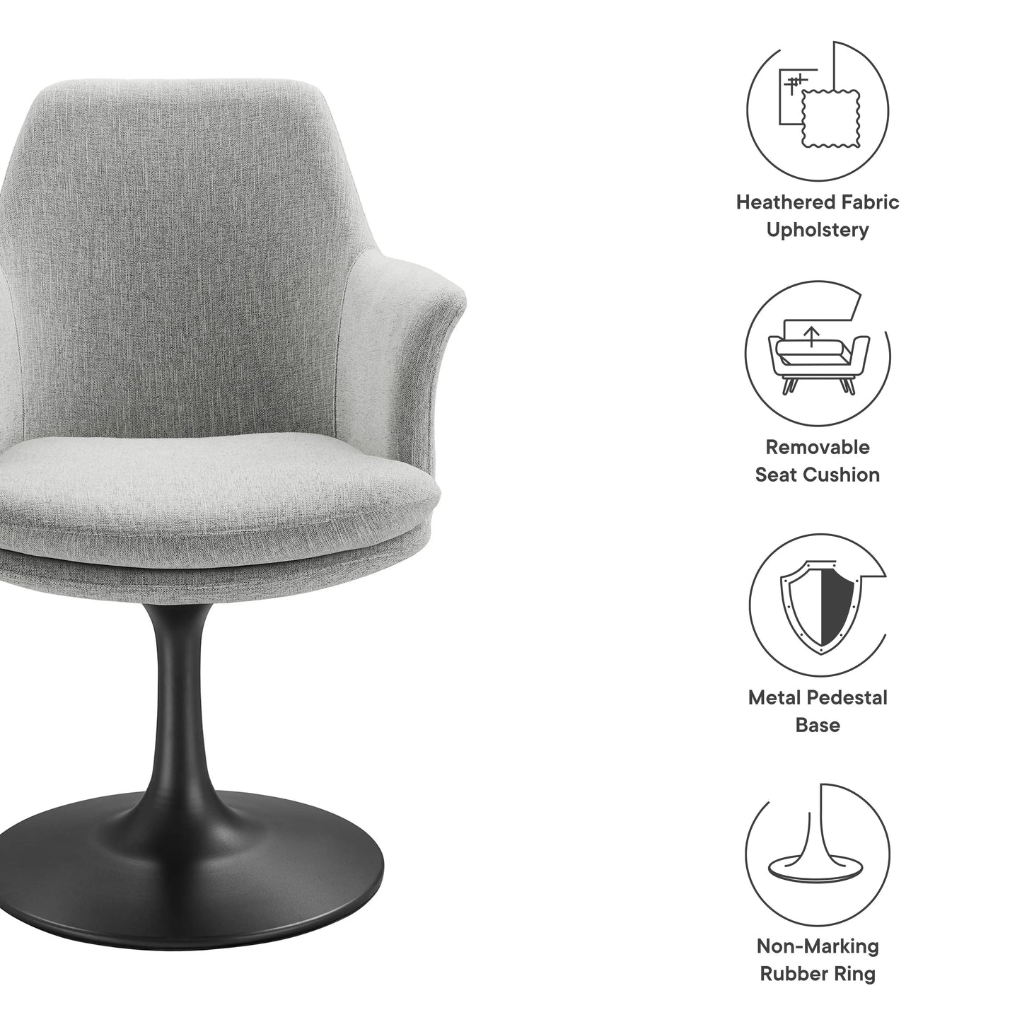 Lippa Swivel Dining Upholstered Armchair by Modway EEI-6956 FredCo