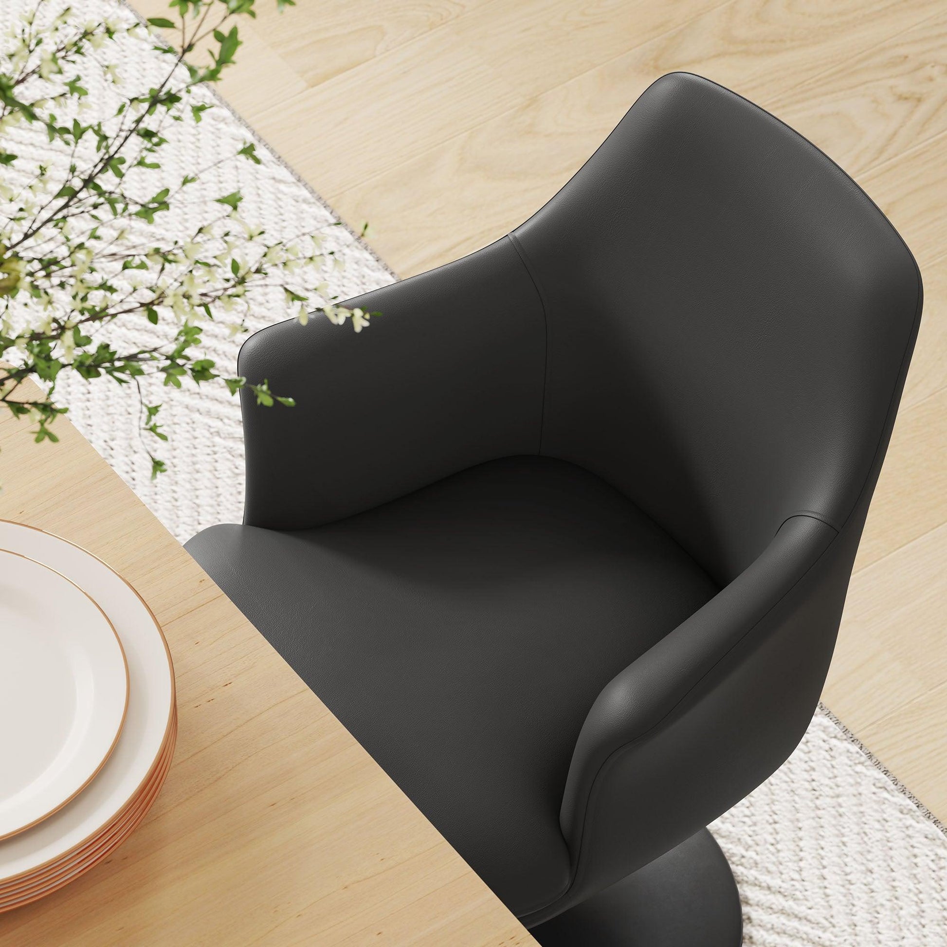 Lippa Vegan Leather Swivel Dining Armchair by Modway FredCo