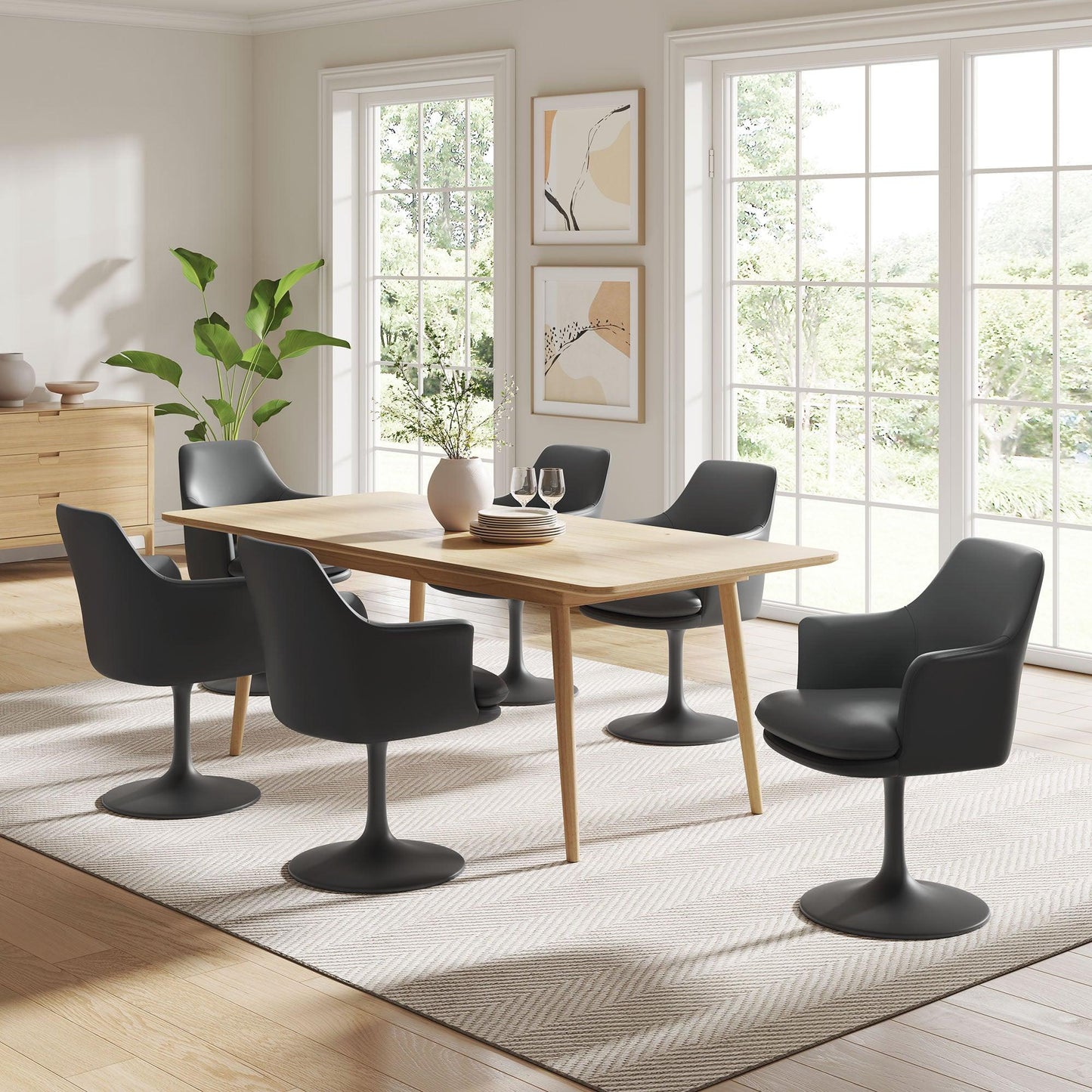 Lippa Vegan Leather Swivel Dining Armchair by Modway FredCo