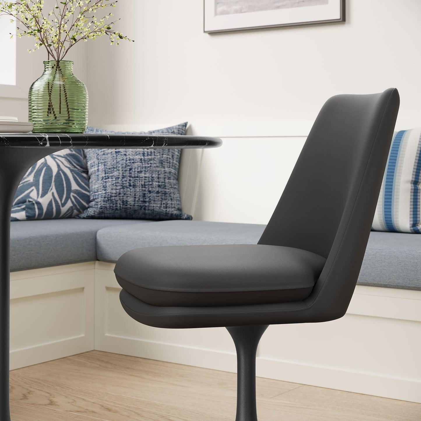 Lippa Vegan Leather Swivel Dining Chair by Modway FredCo