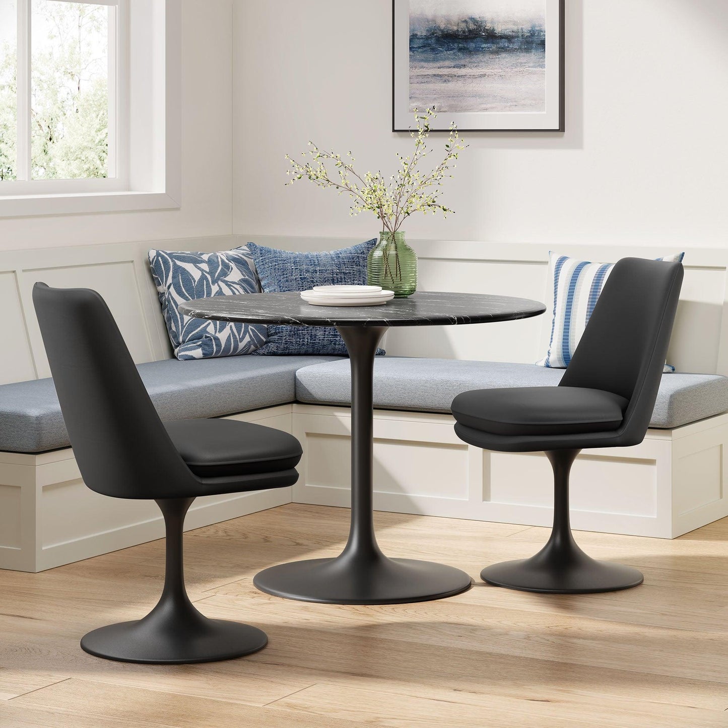 Lippa Vegan Leather Swivel Dining Chair by Modway FredCo