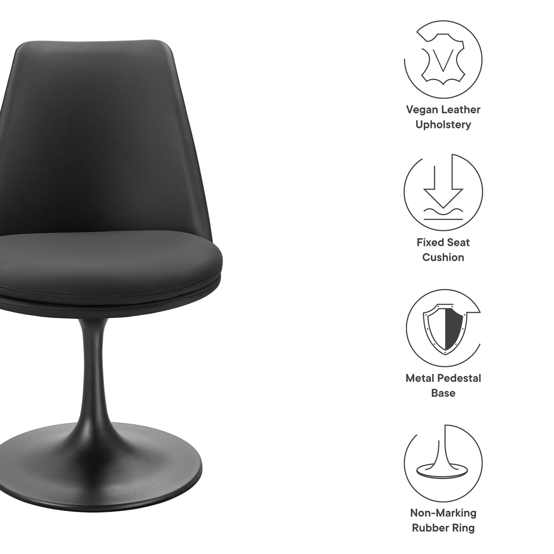 Lippa Vegan Leather Swivel Dining Chair by Modway FredCo