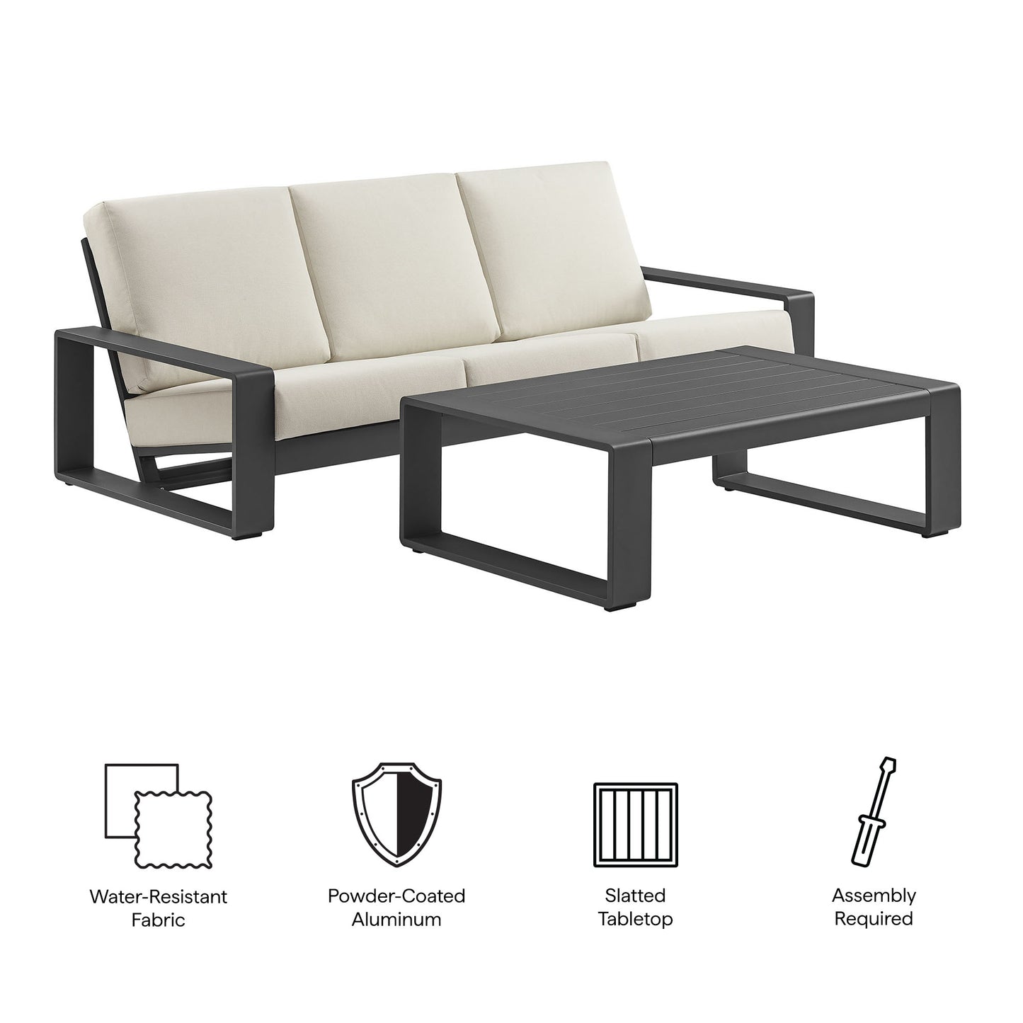 Lirienne 2-Piece Outdoor Patio Aluminum Furniture Set by Modway EEI-7307 FredCo