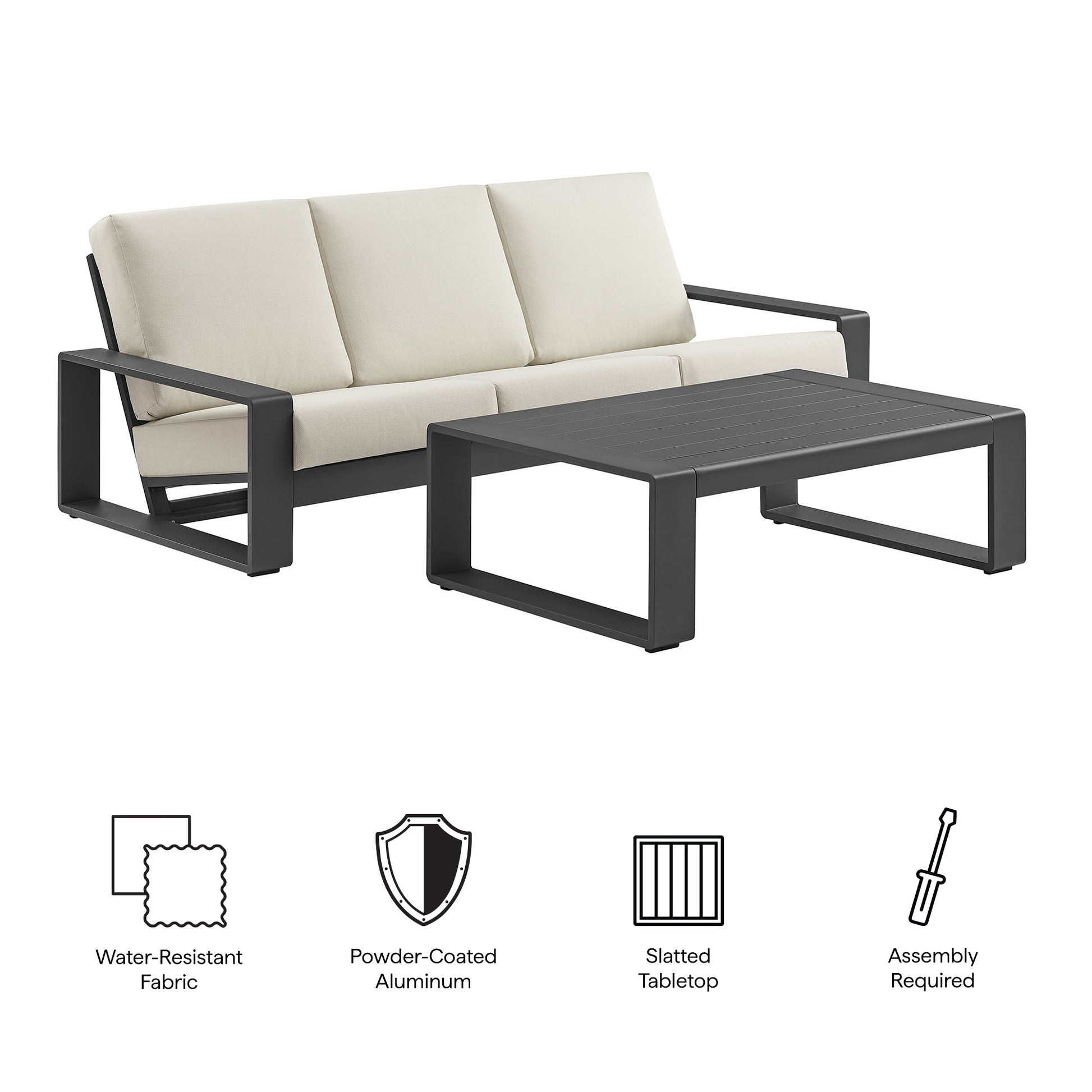Lirienne 2-Piece Outdoor Patio Aluminum Furniture Set by Modway EEI-7307 FredCo