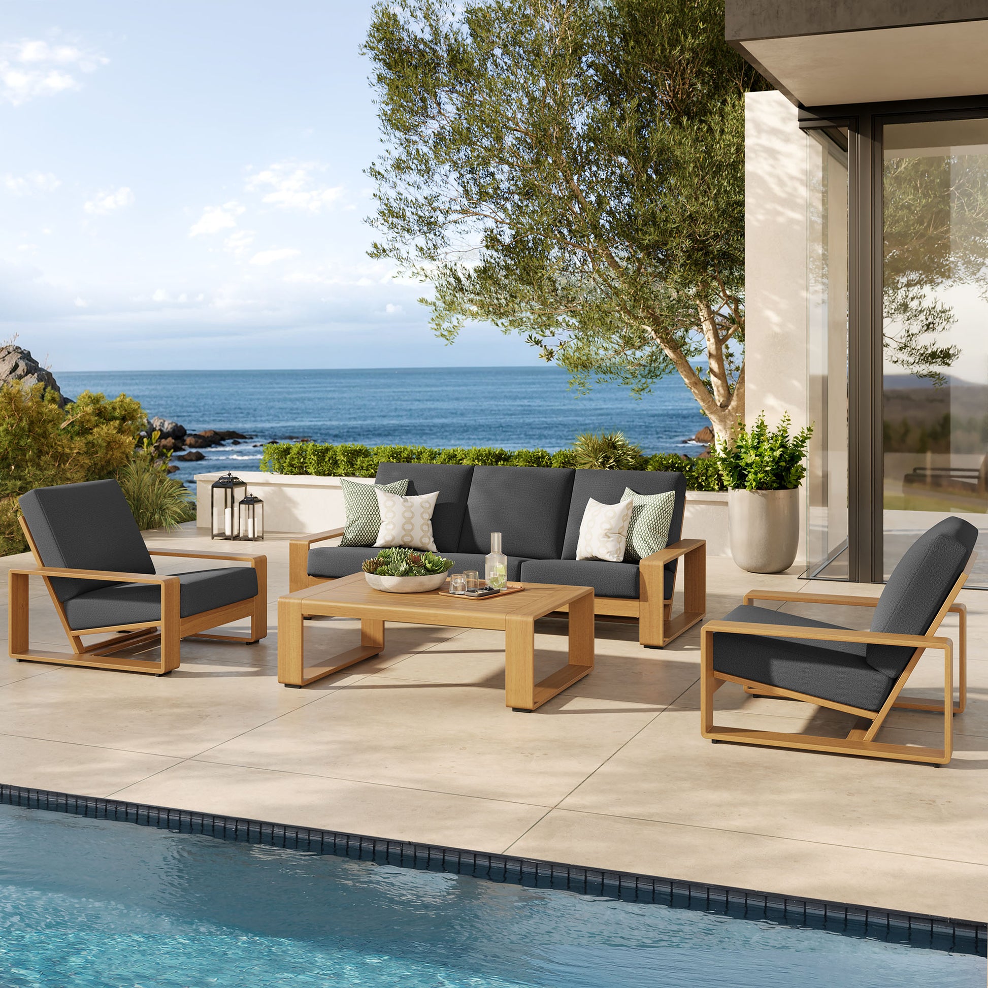 Lirienne 4-Piece Outdoor Patio Aluminum Faux Wood Furniture Set by Modway EEI-7309 FredCo