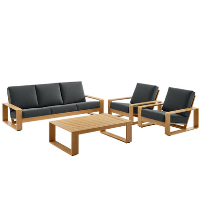 Lirienne 4-Piece Outdoor Patio Aluminum Faux Wood Furniture Set by Modway EEI-7309 FredCo