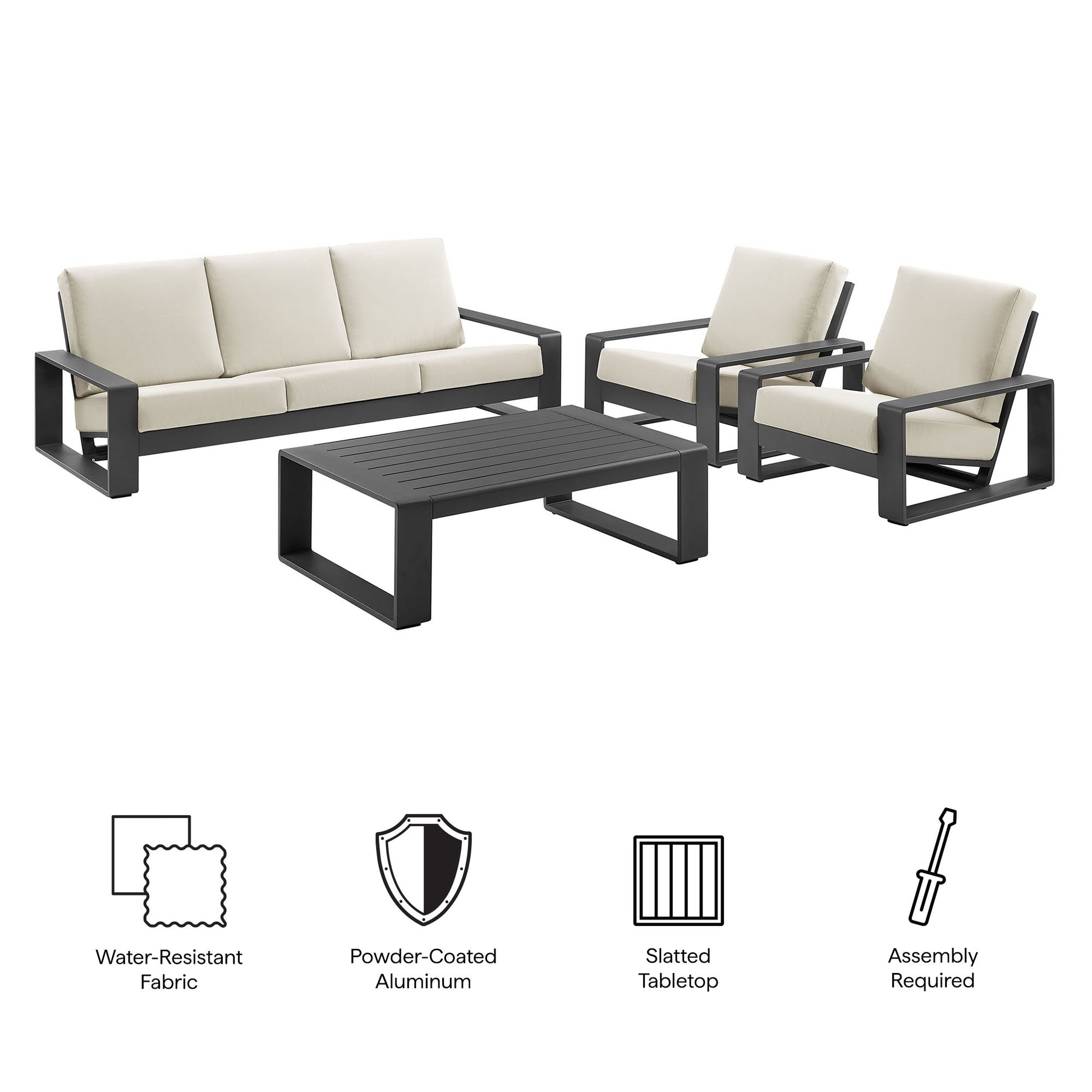 Lirienne 4-Piece Outdoor Patio Aluminum Furniture Set by Modway EEI-7306 FredCo