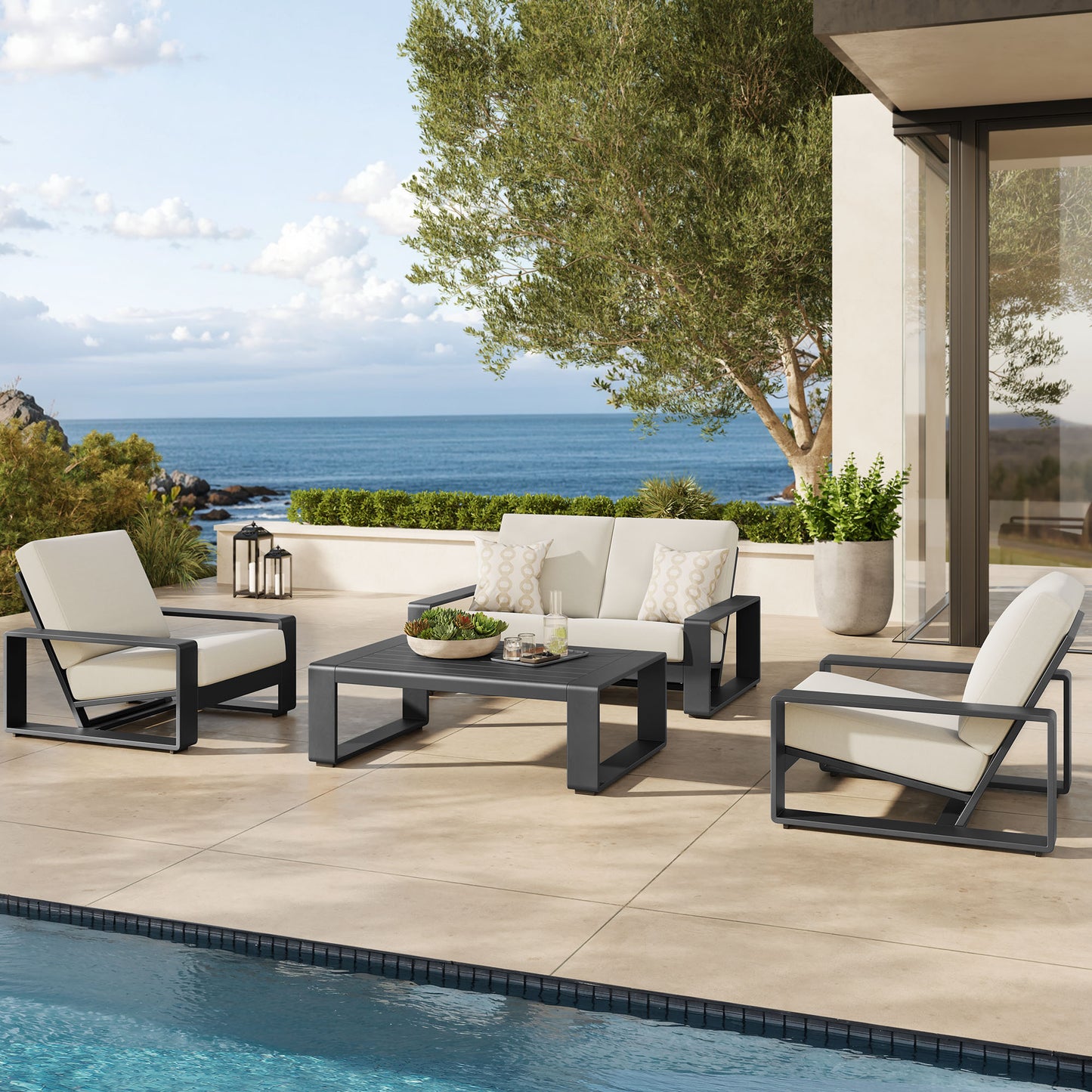 Lirienne 4-Piece Outdoor Patio Aluminum Furniture Set by Modway EEI-7323 FredCo