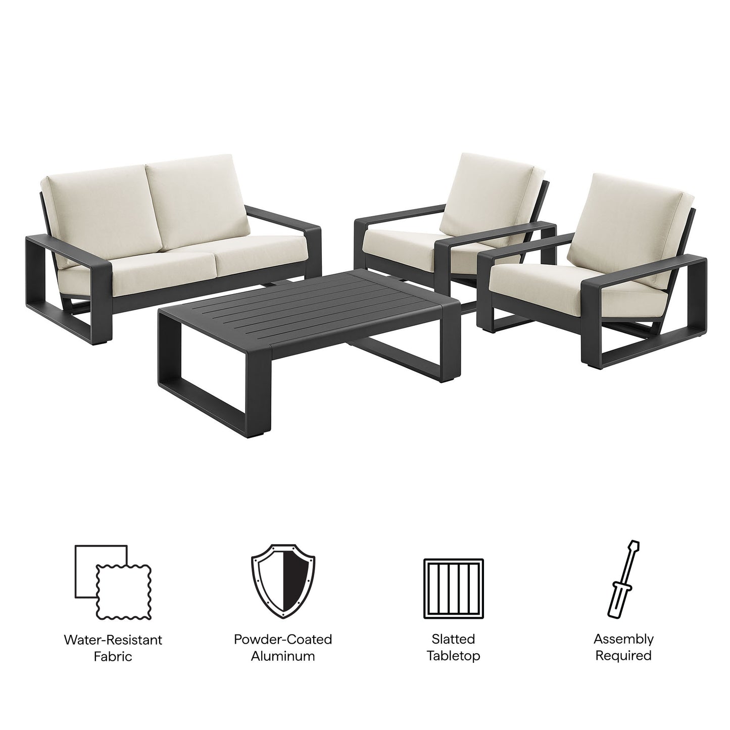 Lirienne 4-Piece Outdoor Patio Aluminum Furniture Set by Modway EEI-7323 FredCo