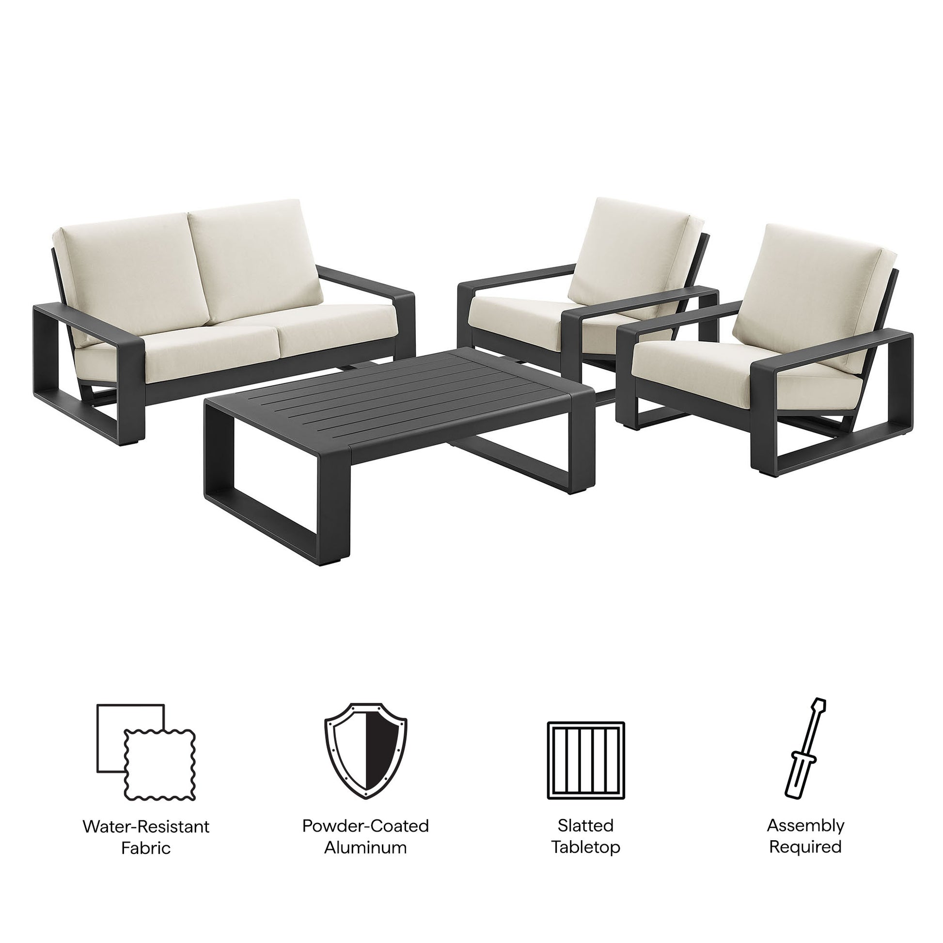 Lirienne 4-Piece Outdoor Patio Aluminum Furniture Set by Modway EEI-7323 FredCo