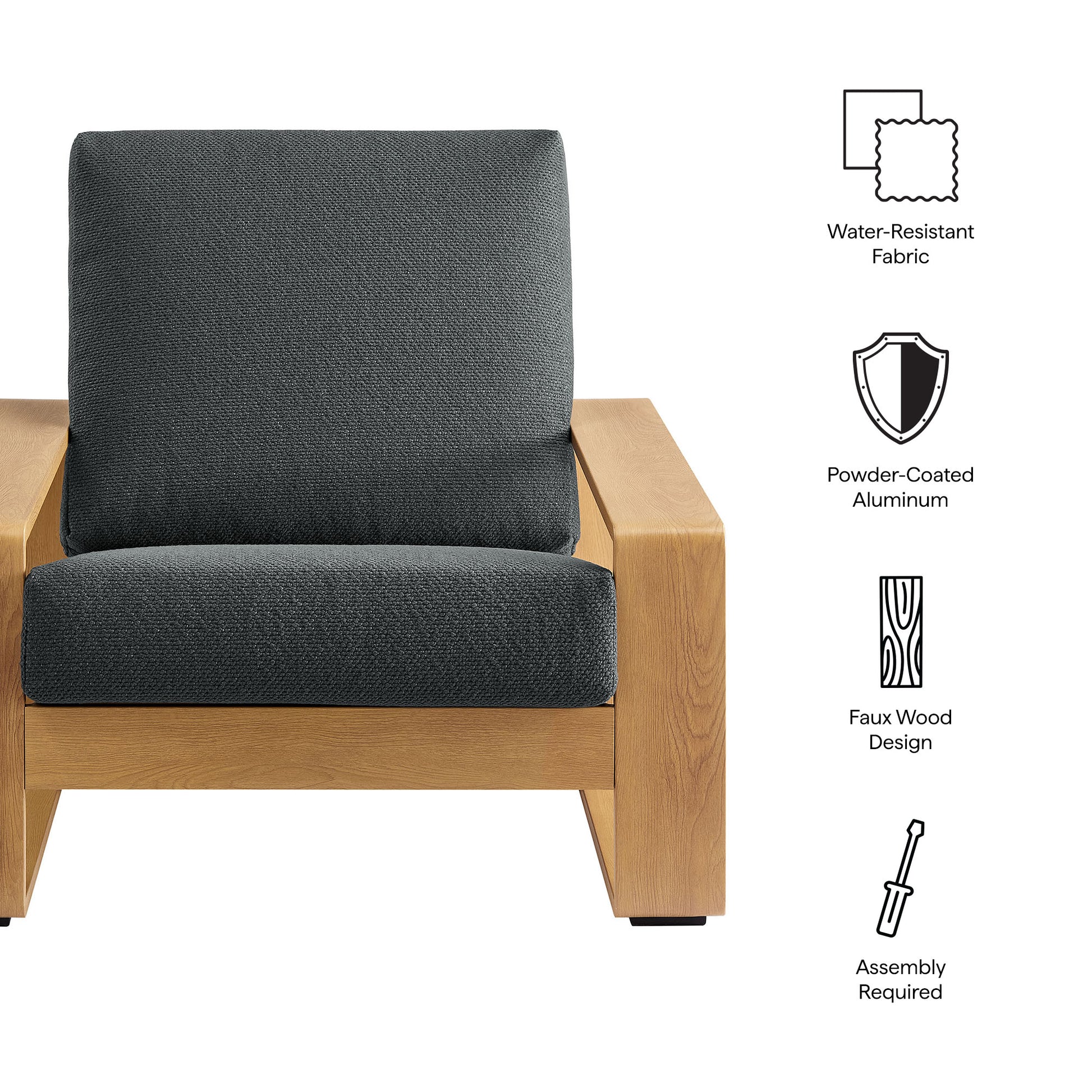Lirienne Outdoor Patio Aluminum Faux Wood Armchair by Modway EEI-7296 FredCo