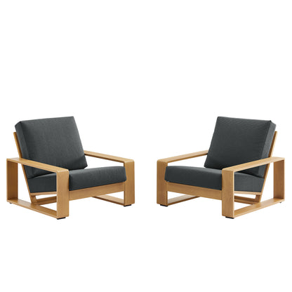 Lirienne Outdoor Patio Aluminum Faux Wood Armchairs Set of 2 by Modway EEI-7305 FredCo
