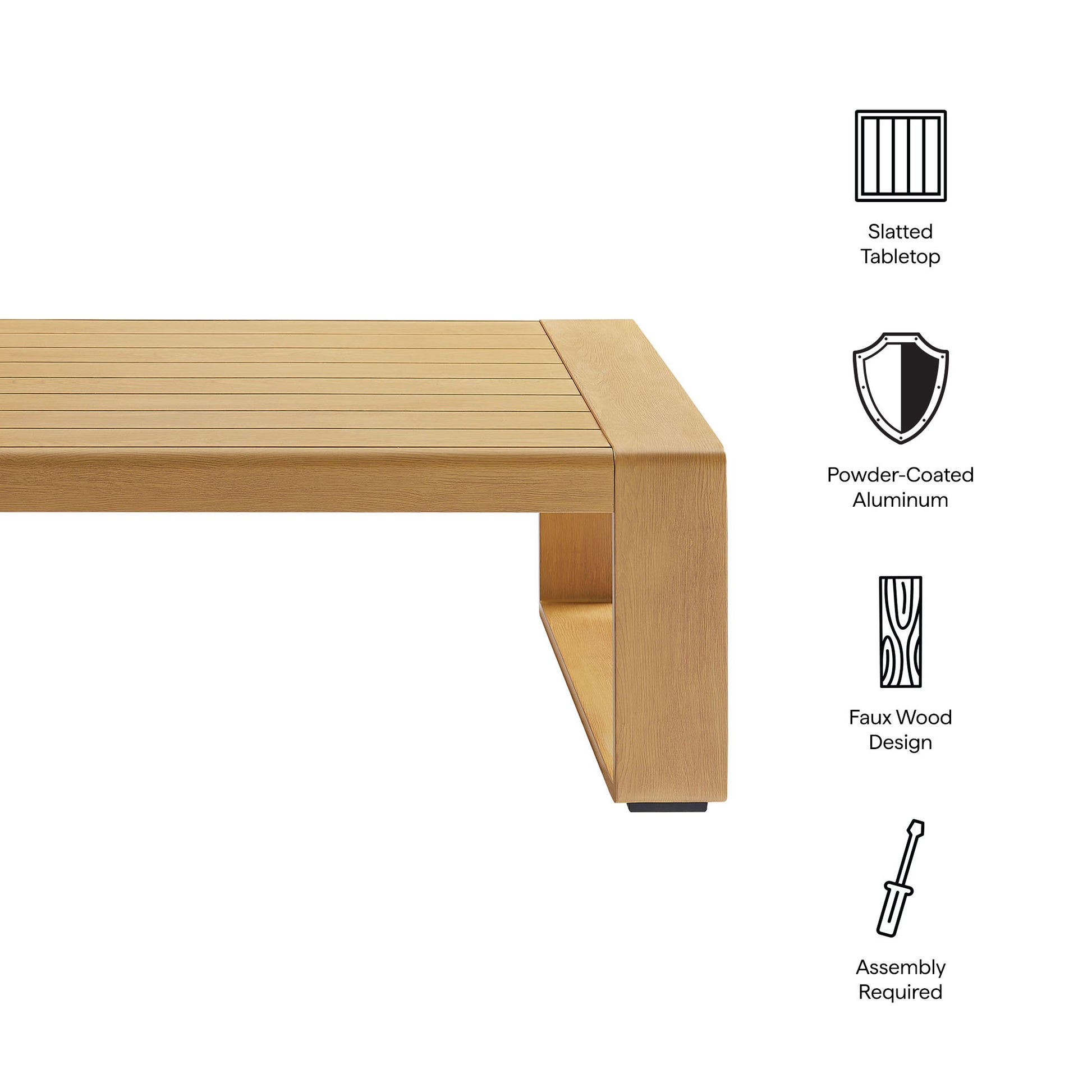 Lirienne Outdoor Patio Aluminum Faux Wood Coffee Table by Modway EEI-7299 FredCo