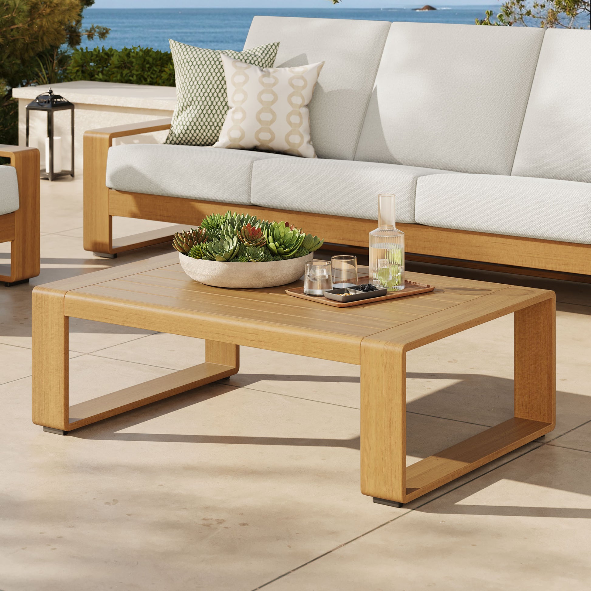 Lirienne Outdoor Patio Aluminum Faux Wood Coffee Table by Modway EEI-7299 FredCo