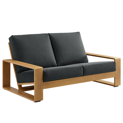 Lirienne Outdoor Patio Aluminum Faux Wood Loveseat by Modway EEI-7297 FredCo