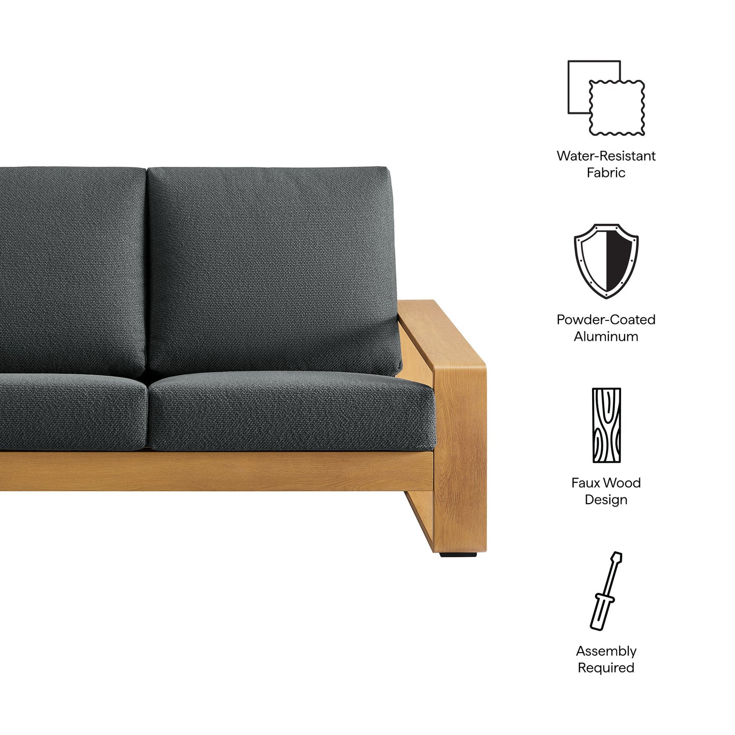Lirienne Outdoor Patio Aluminum Faux Wood Loveseat by Modway EEI-7297 FredCo