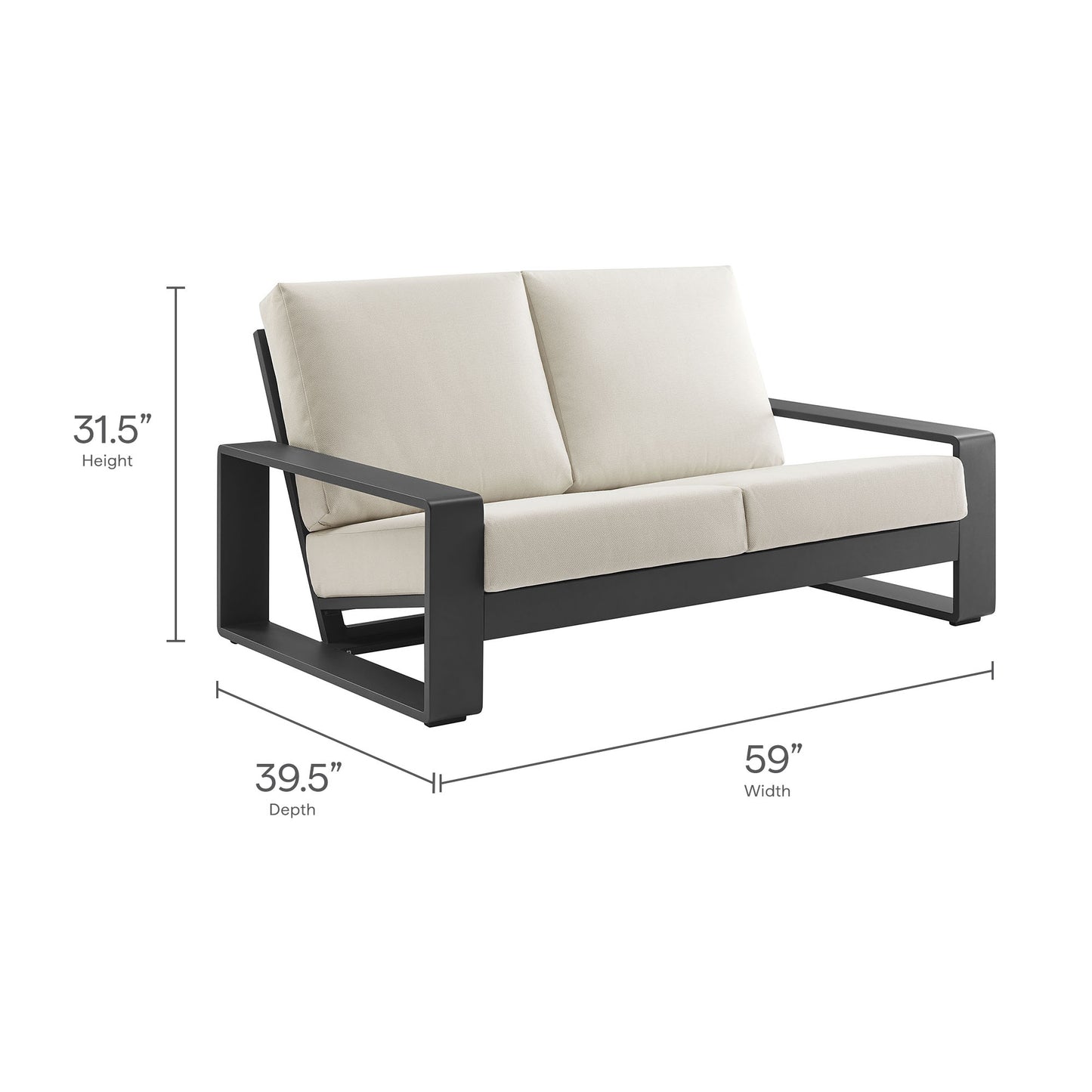 Lirienne Outdoor Patio Aluminum Loveseat by Modway EEI-7301 FredCo