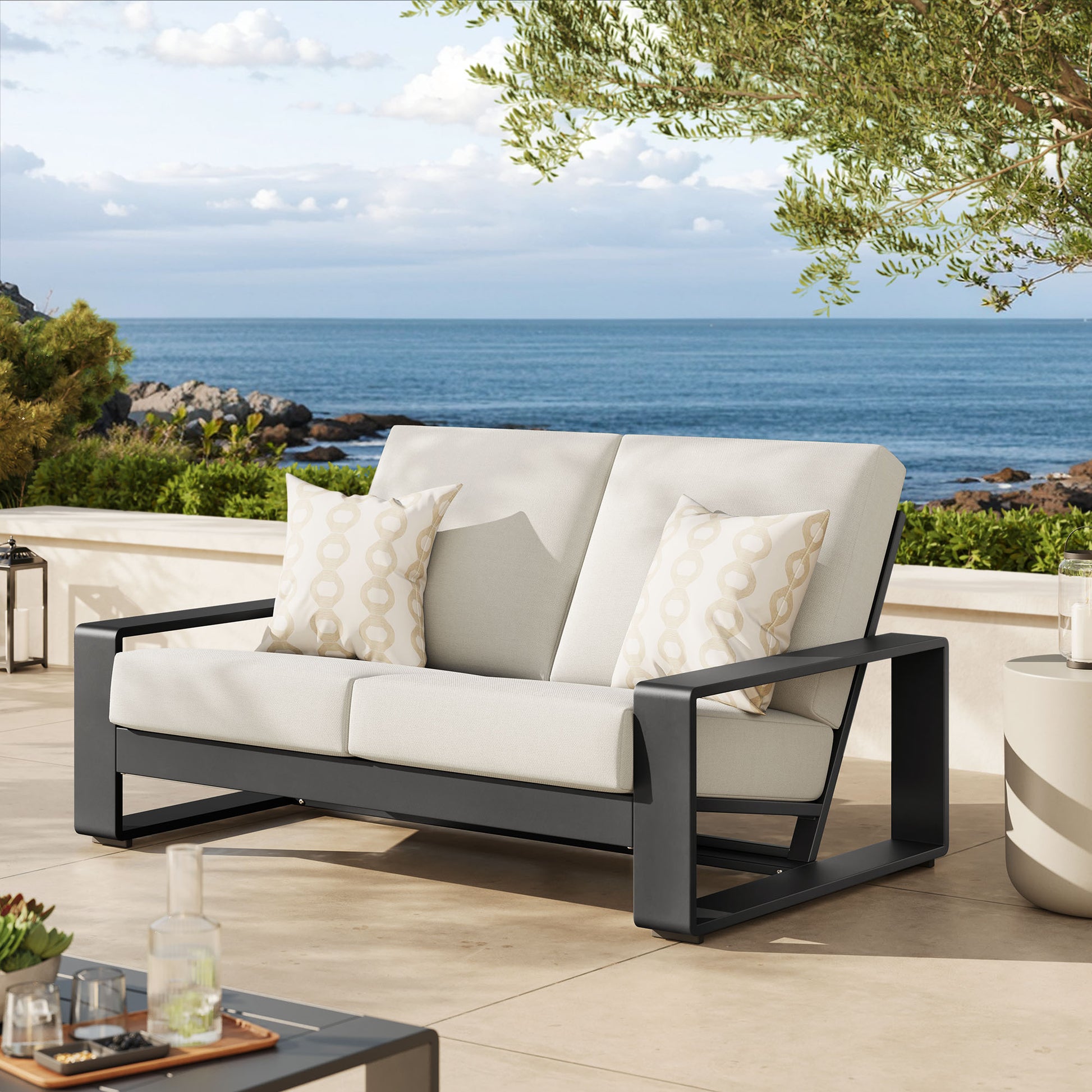 Lirienne Outdoor Patio Aluminum Loveseat by Modway EEI-7301 FredCo
