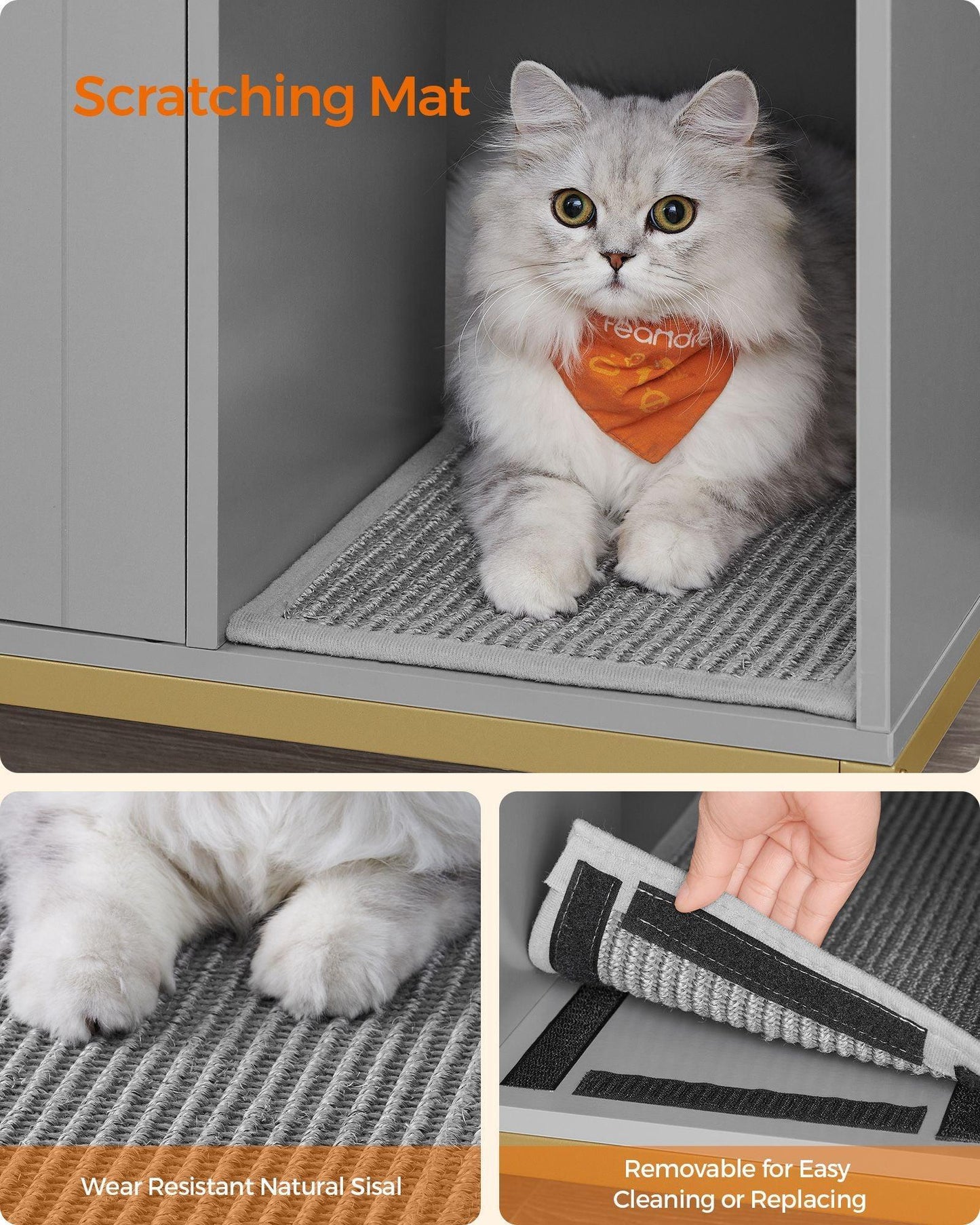 Litter Box Enclosure with Scratching Mat and Legs FredCo