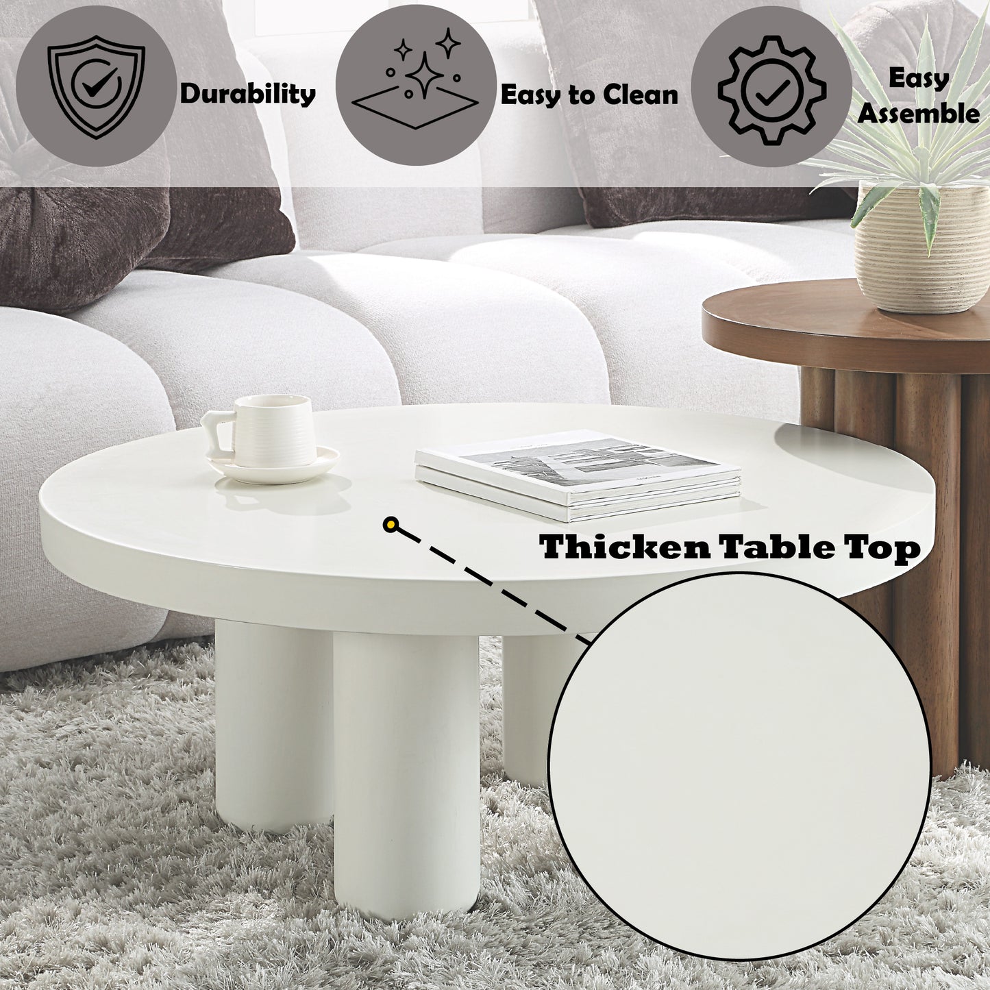 Loanna White Finish Coffee Table FredCo