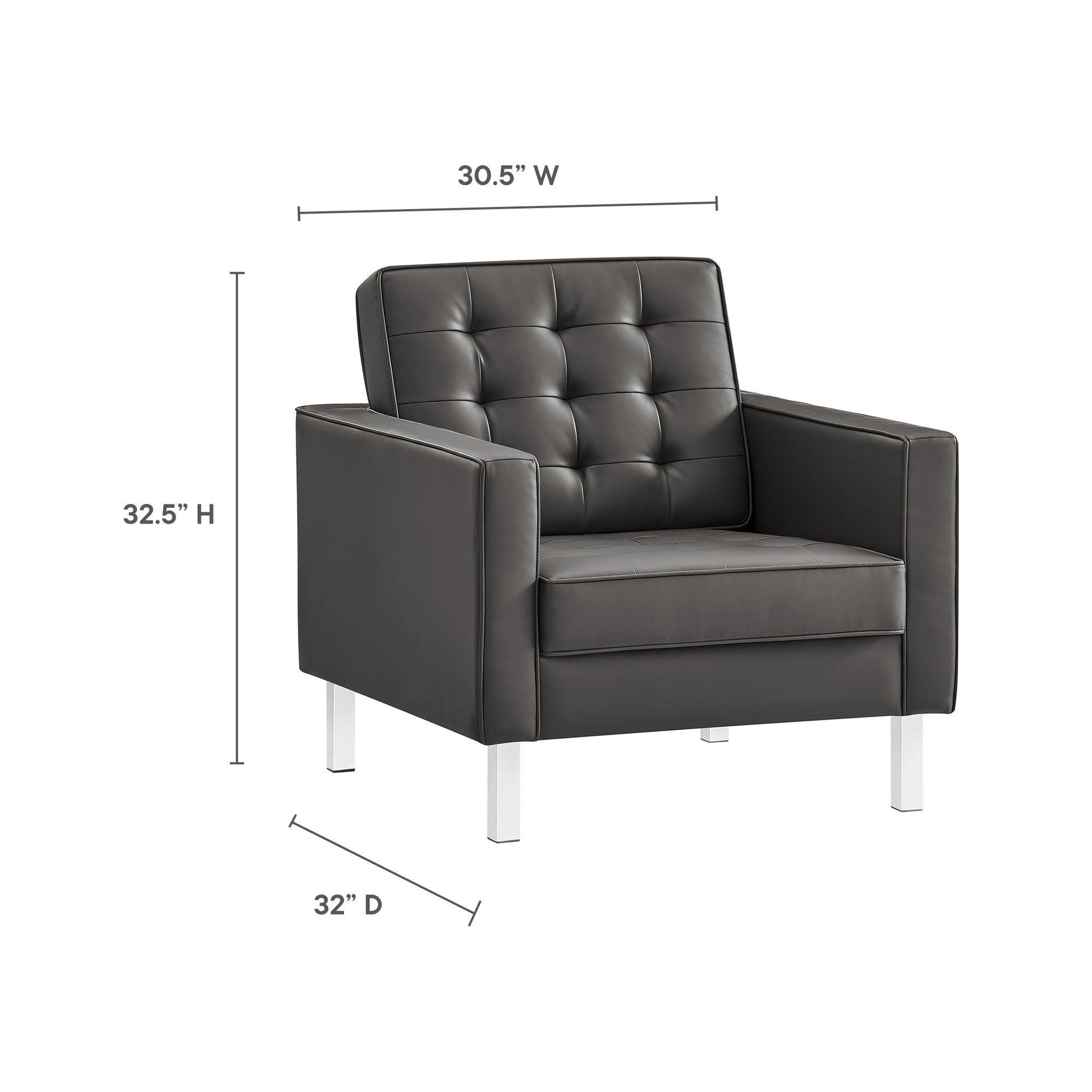 Loft Tufted Vegan Leather Armchair and Ottoman Set by Modway FredCo
