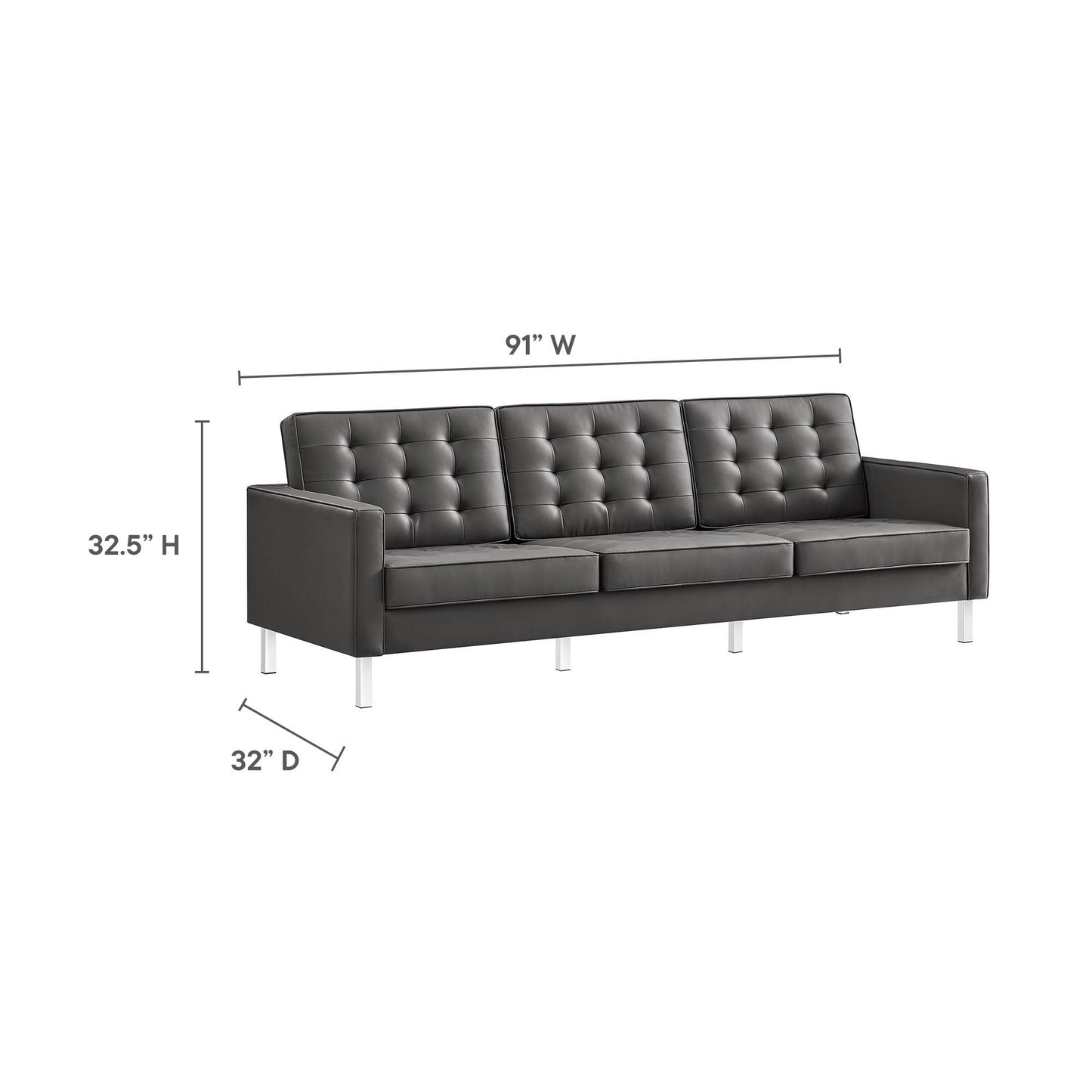 Loft Tufted Vegan Leather Sofa and Ottoman Set by Modway FredCo