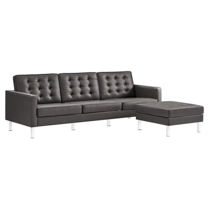 Loft Tufted Vegan Leather Sofa and Ottoman Set by Modway FredCo