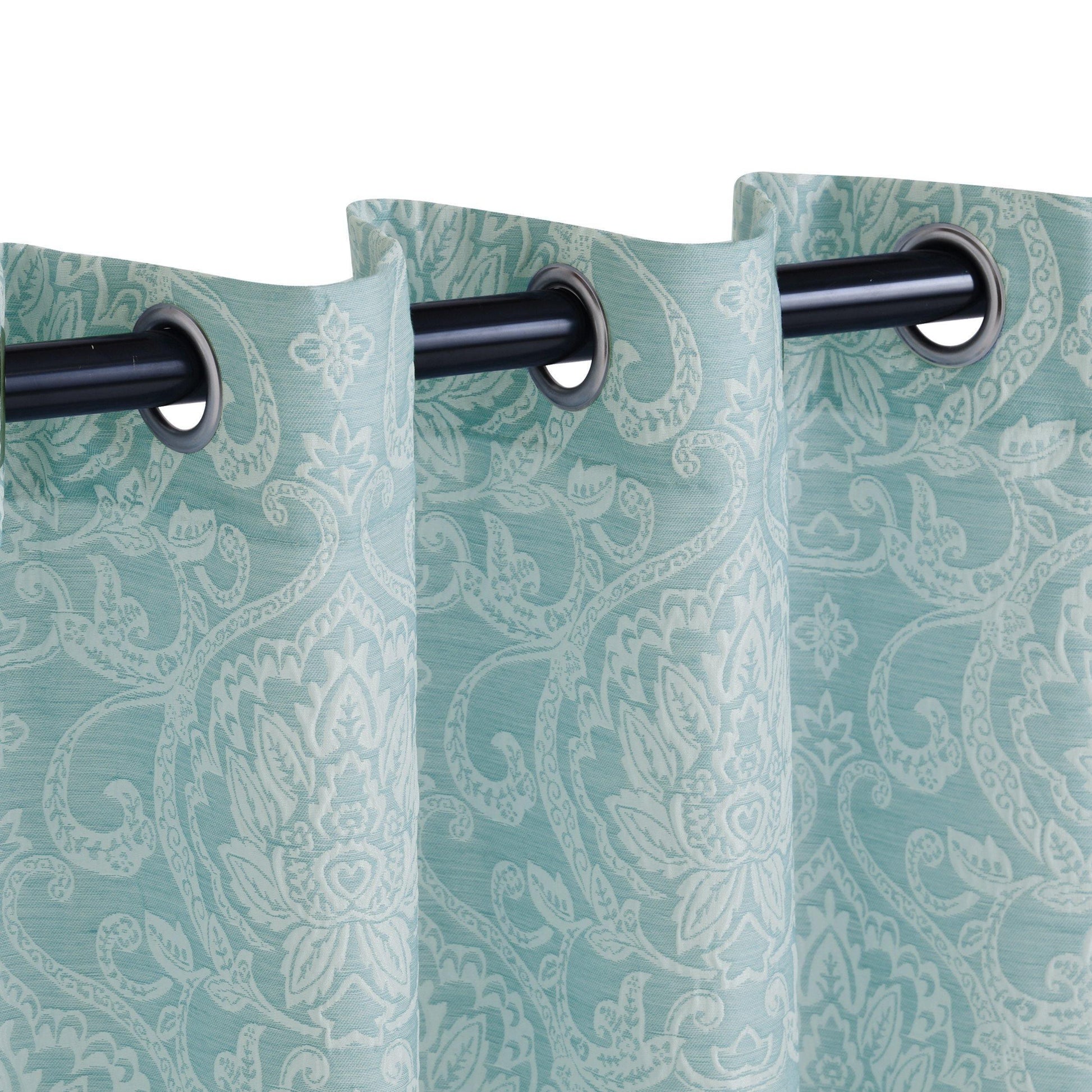 Lotus Light Filtering Floral Damask Jacquard Curtain Set FredCo