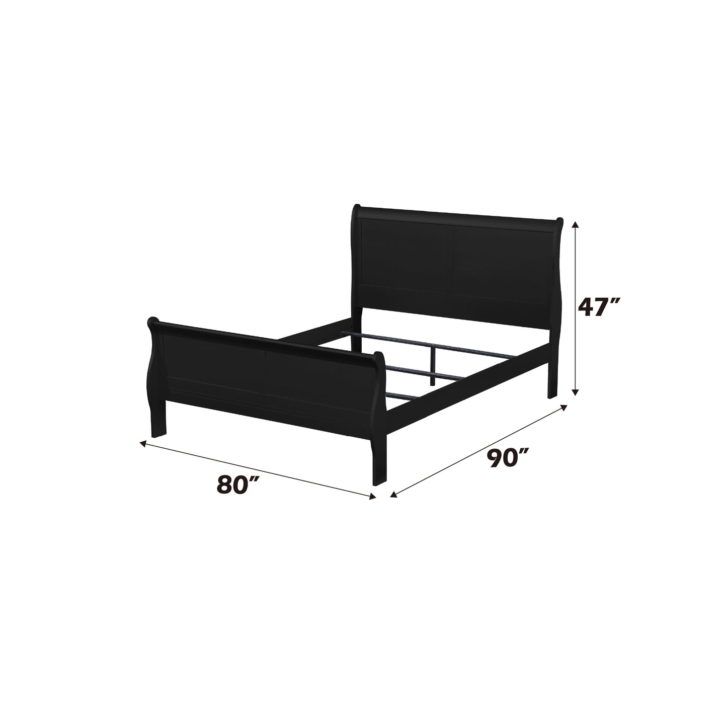 Louis Philippe Black Finish 2PCS Bedroom Set (E. King) FredCo