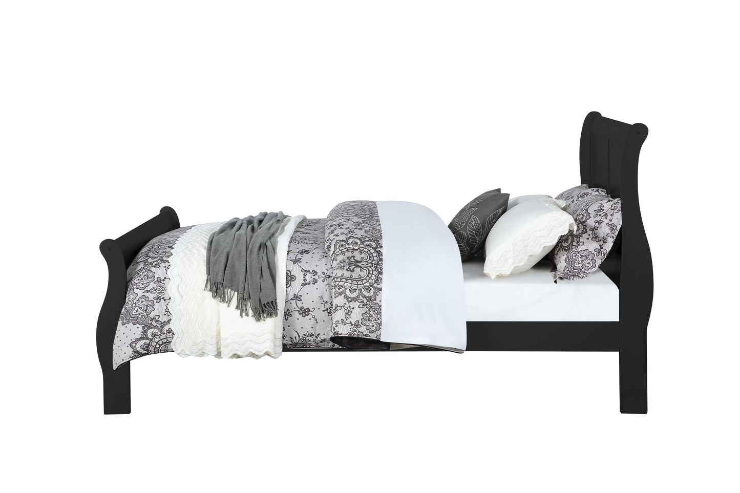 Louis Philippe Black Finish 2PCS Bedroom Set (Twin Bed) FredCo